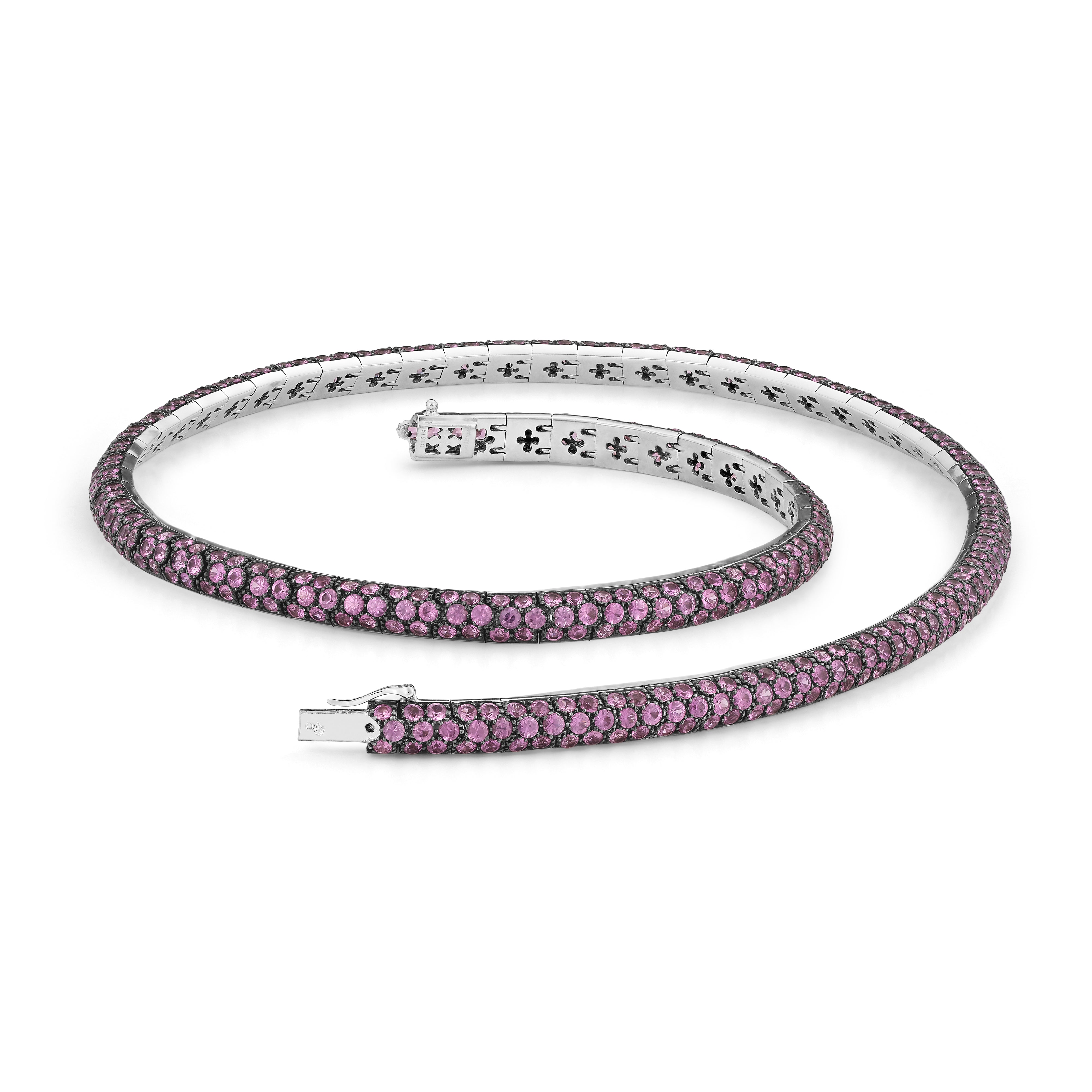 Necklace Curved Pavé Pink Sapphire