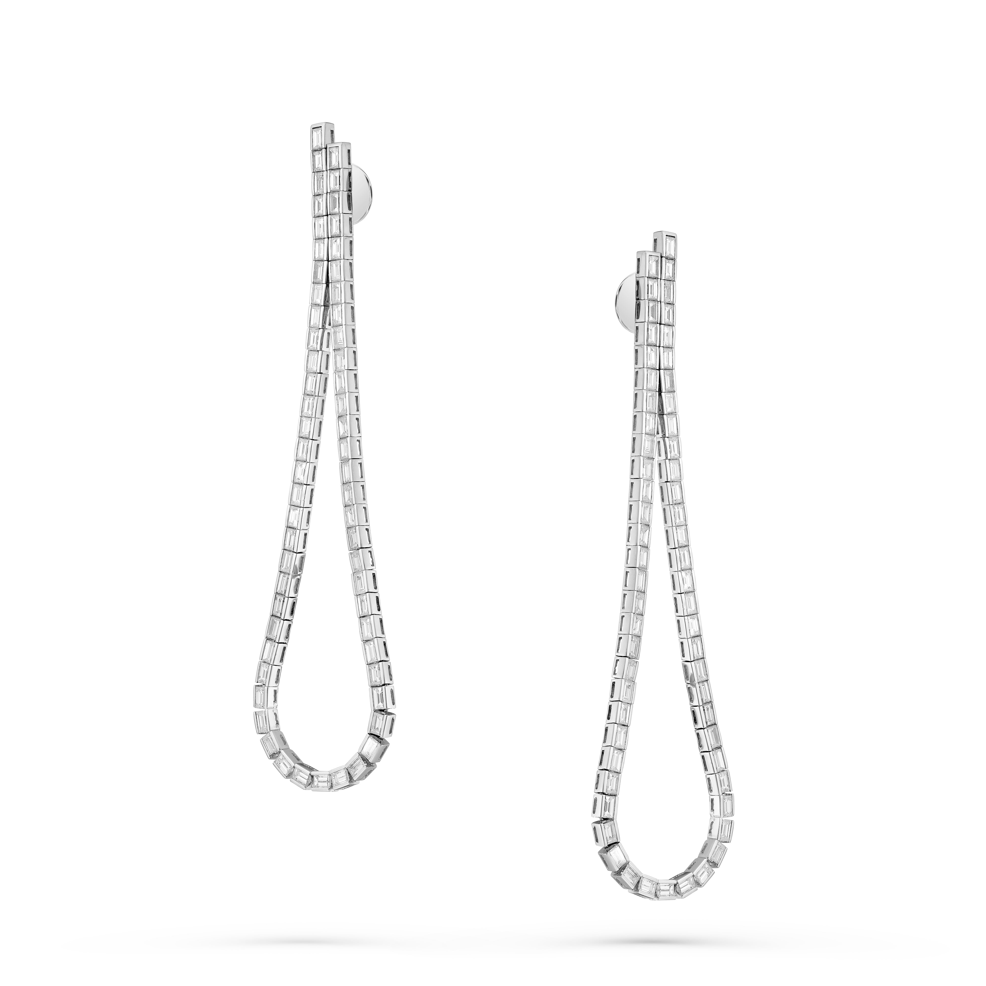 Earrings Loop of Baguette Diamonds