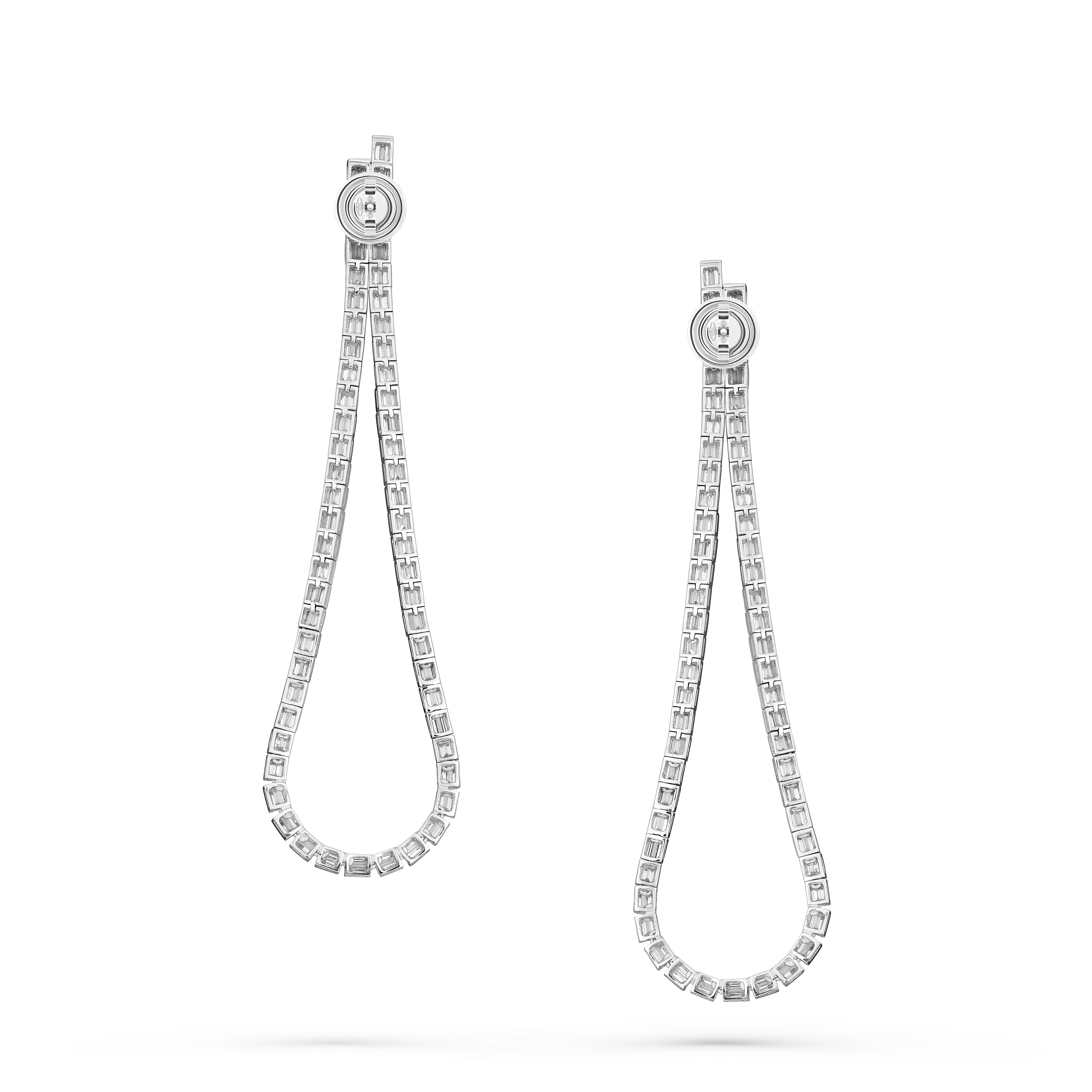 Earrings Loop of Baguette Diamonds