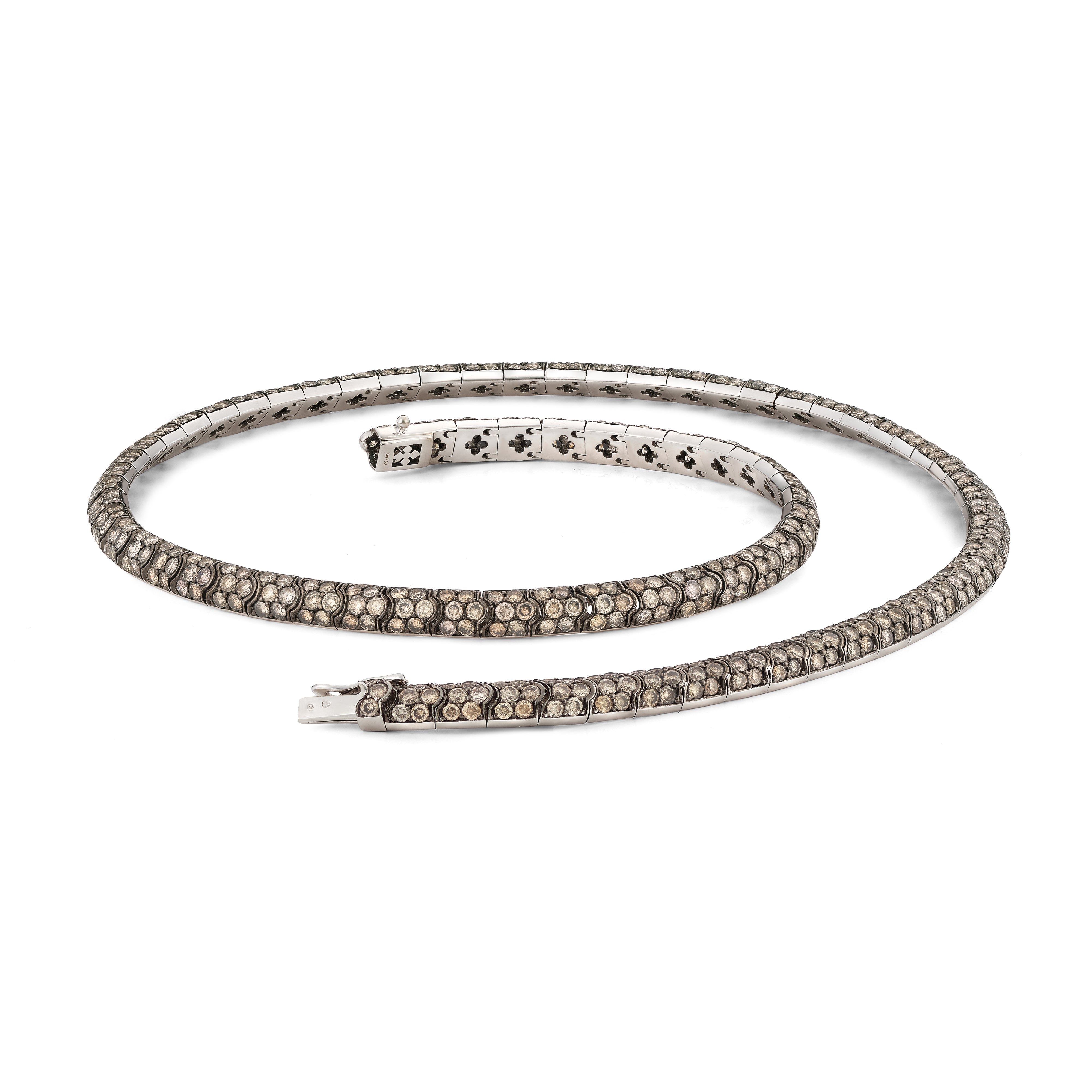 Necklace Curved Pavé Brown Diamond