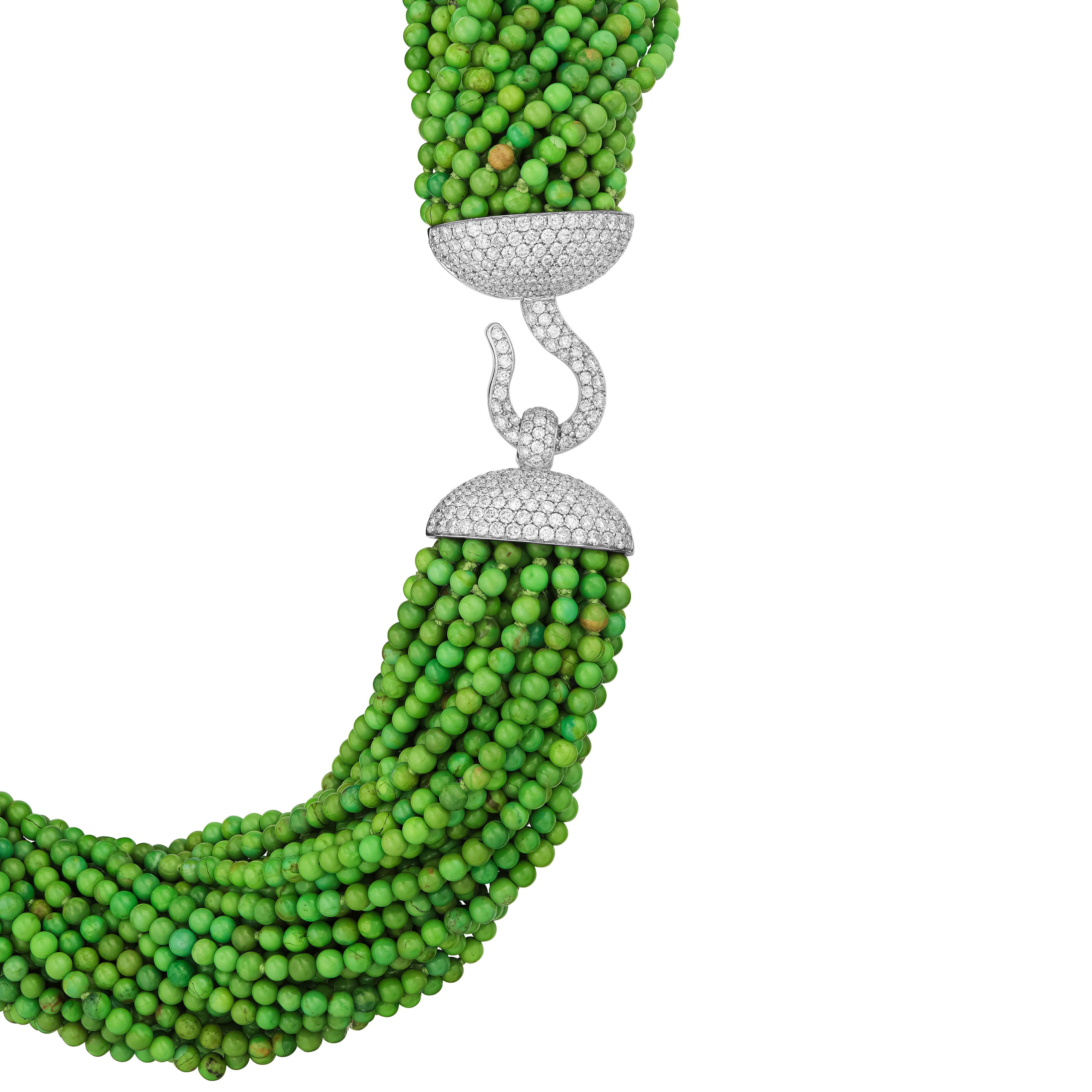 Necklace Green Turquoise 32 Rows