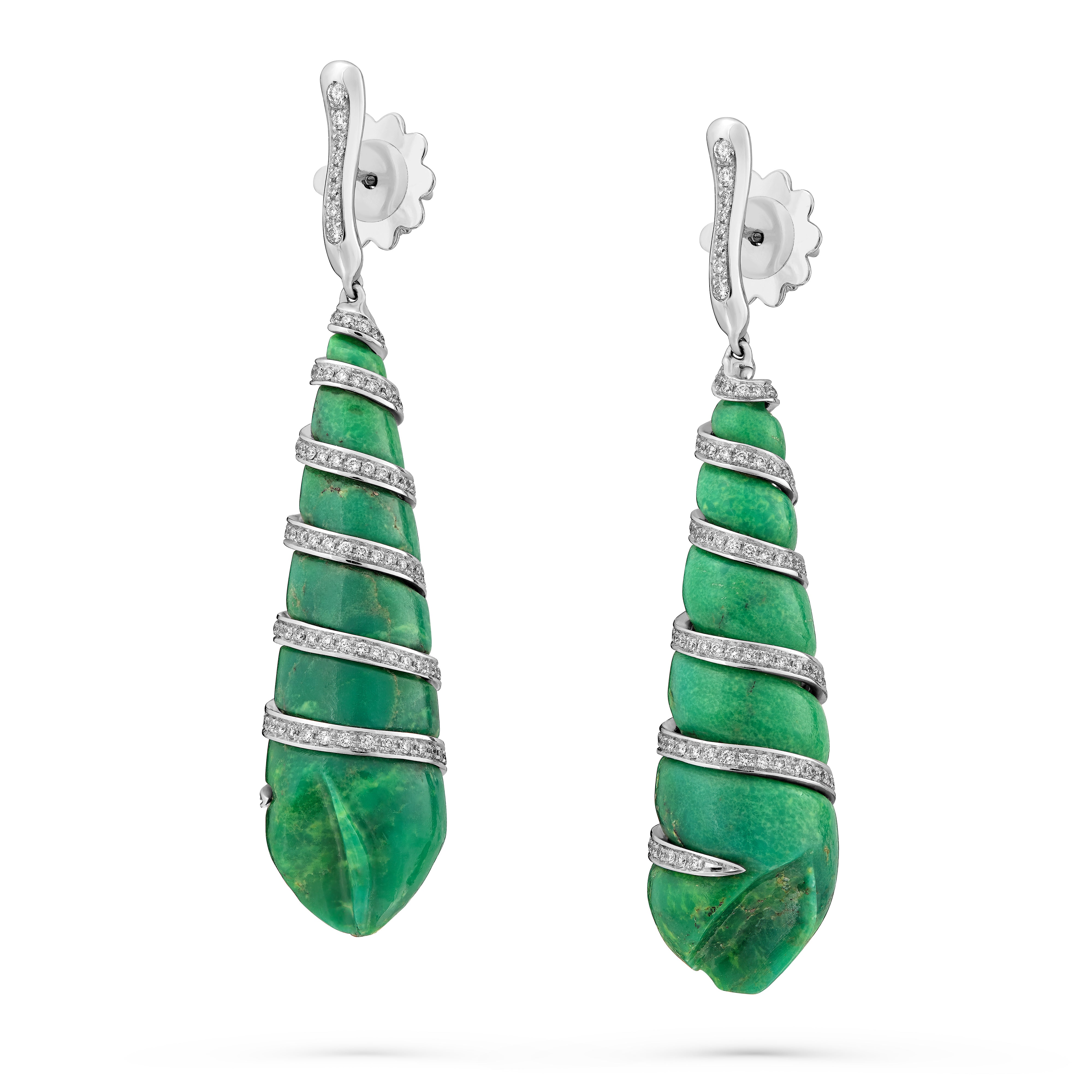 Earrings Shell Green Turquoise