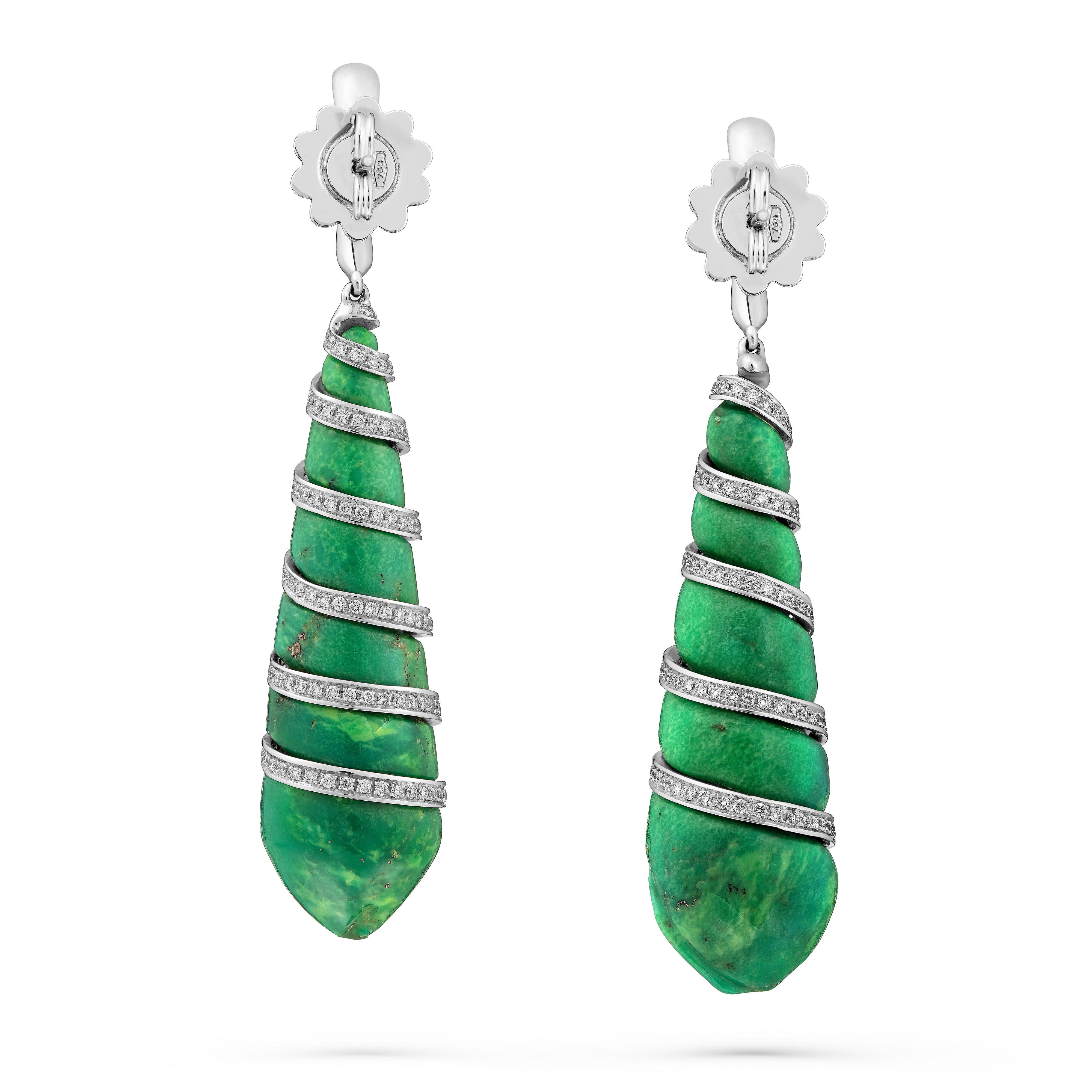 Earrings Shell Green Turquoise