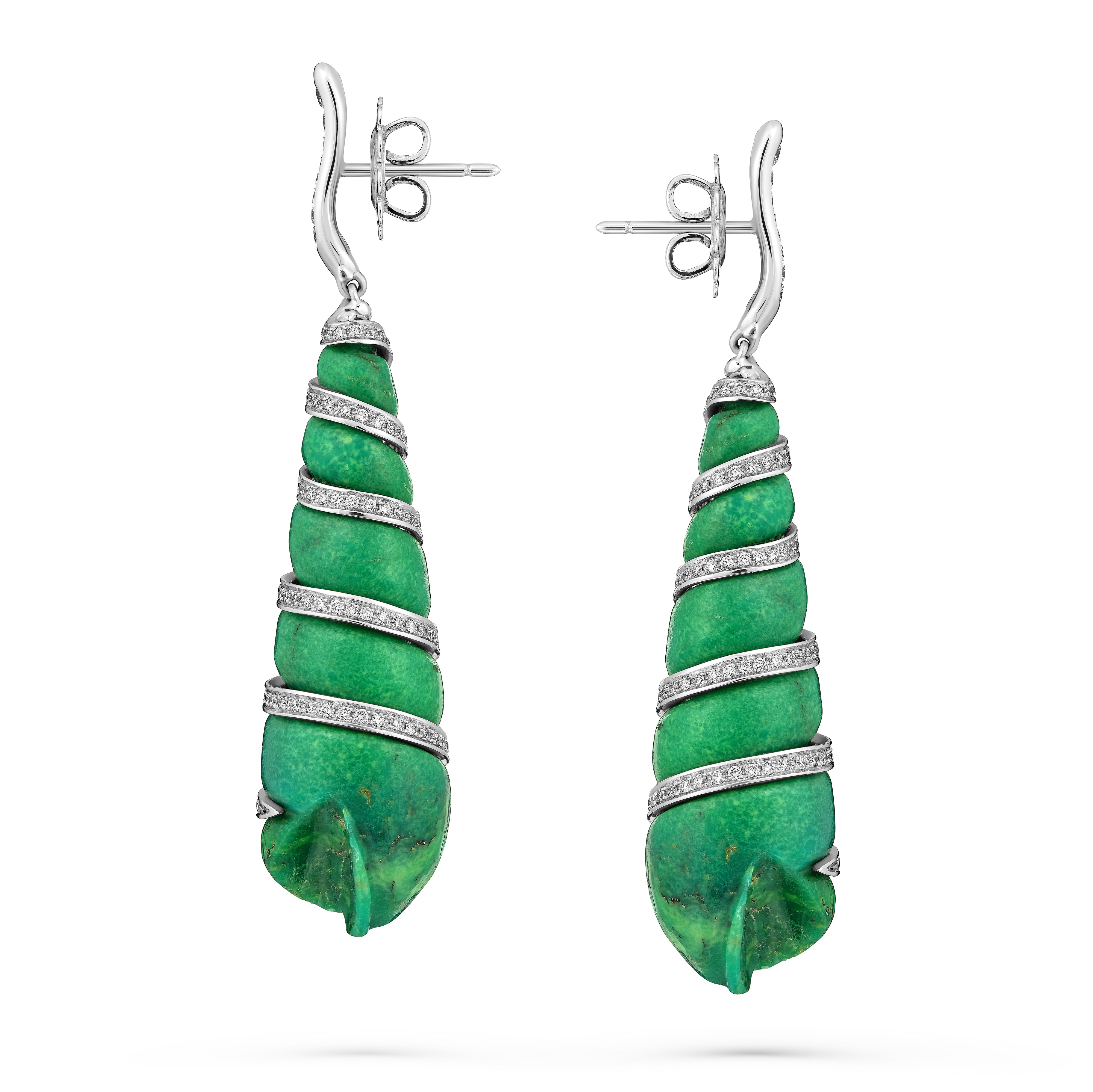 Earrings Shell Green Turquoise