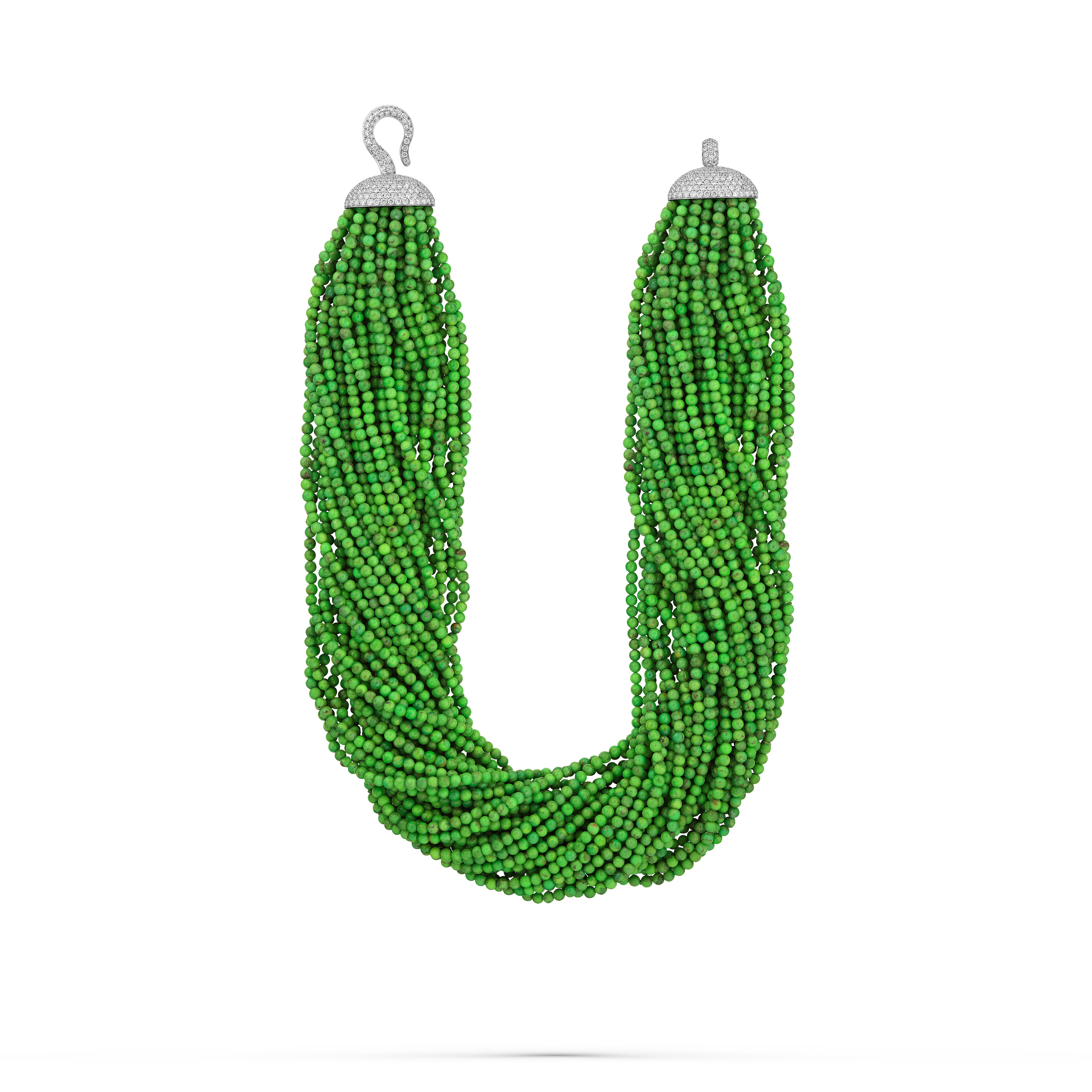Necklace Green Turquoise 35 Rows