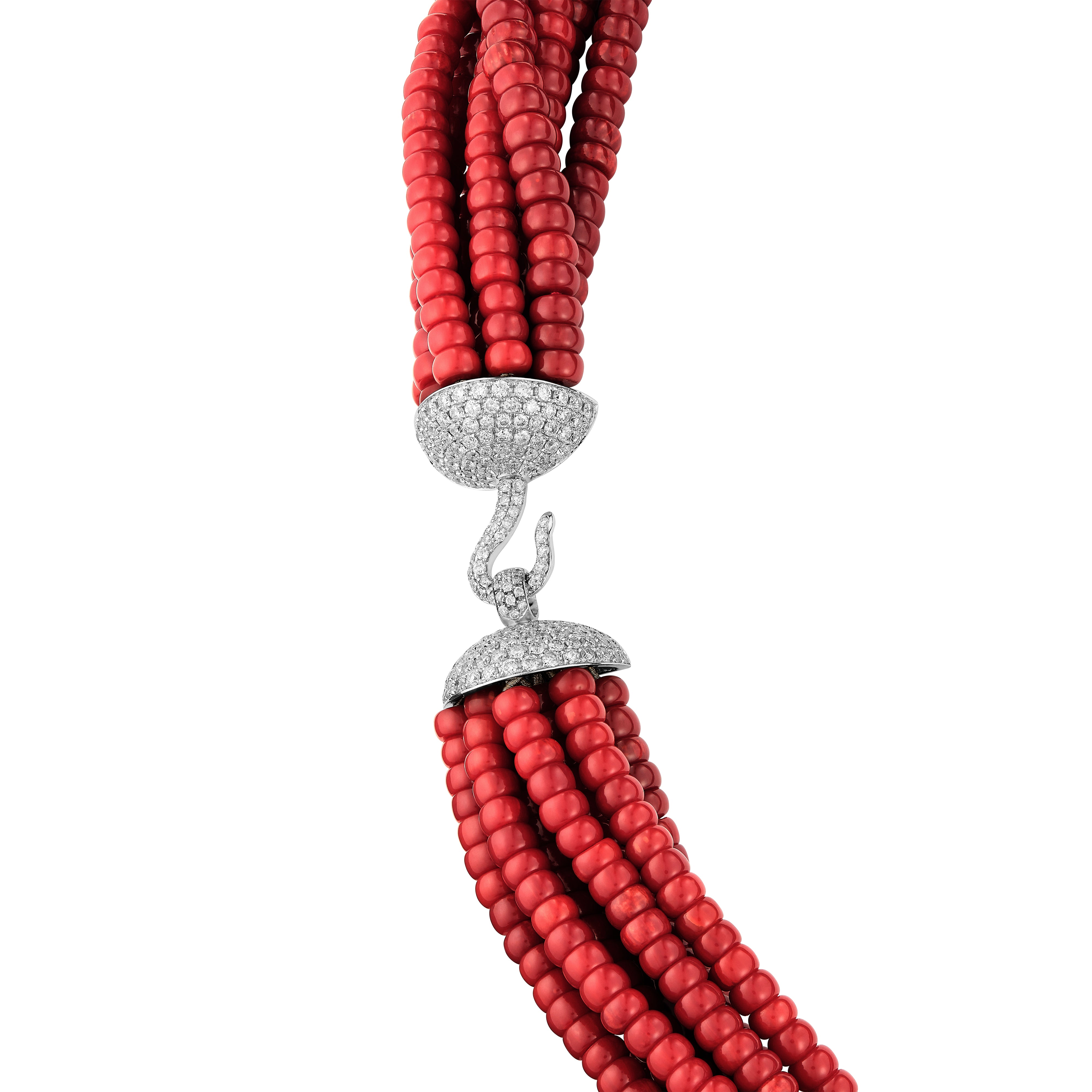 Necklace Red Coral 8 Rows
