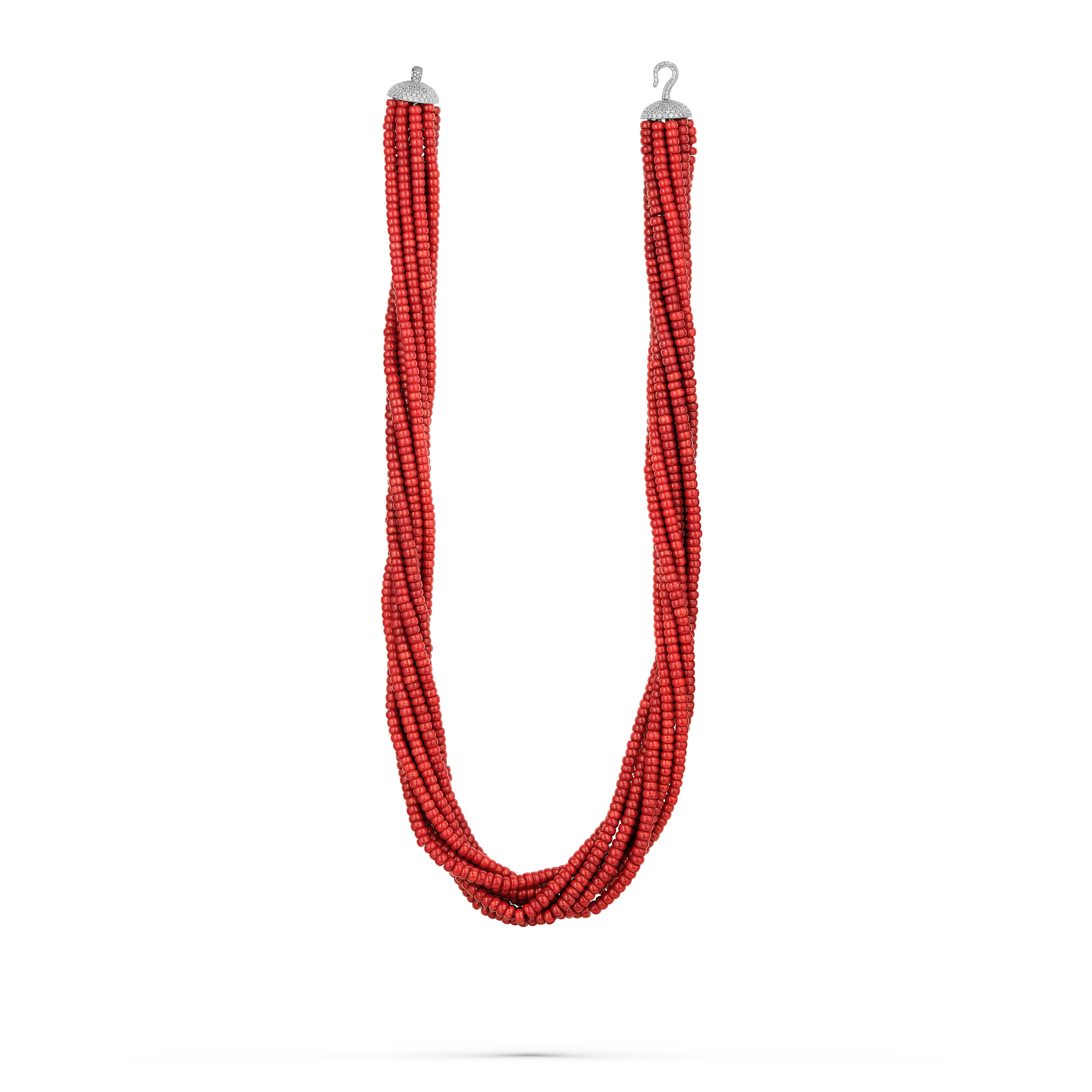 Necklace Red Coral 8 Rows
