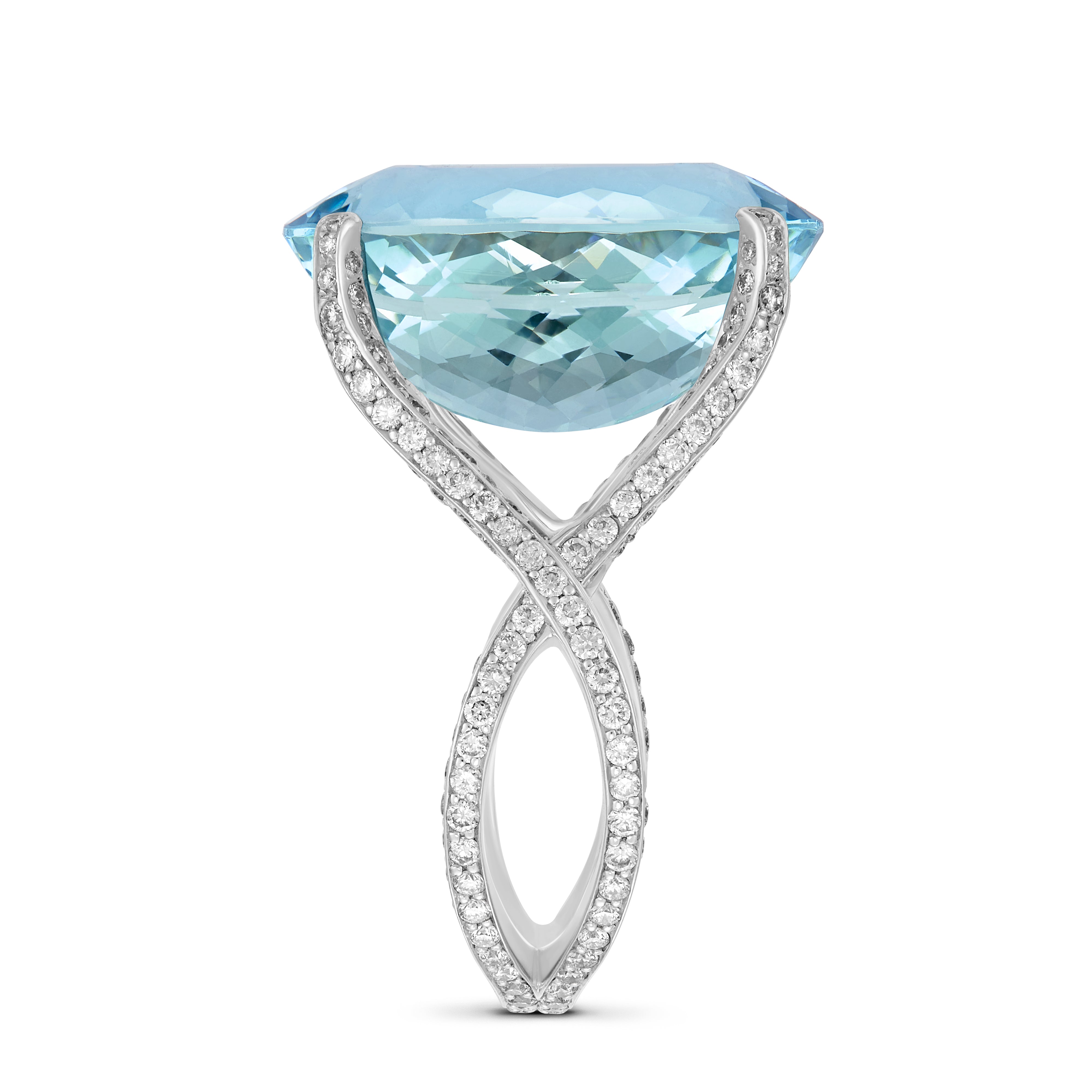 Ring Diamond And Aquamarine #53,5