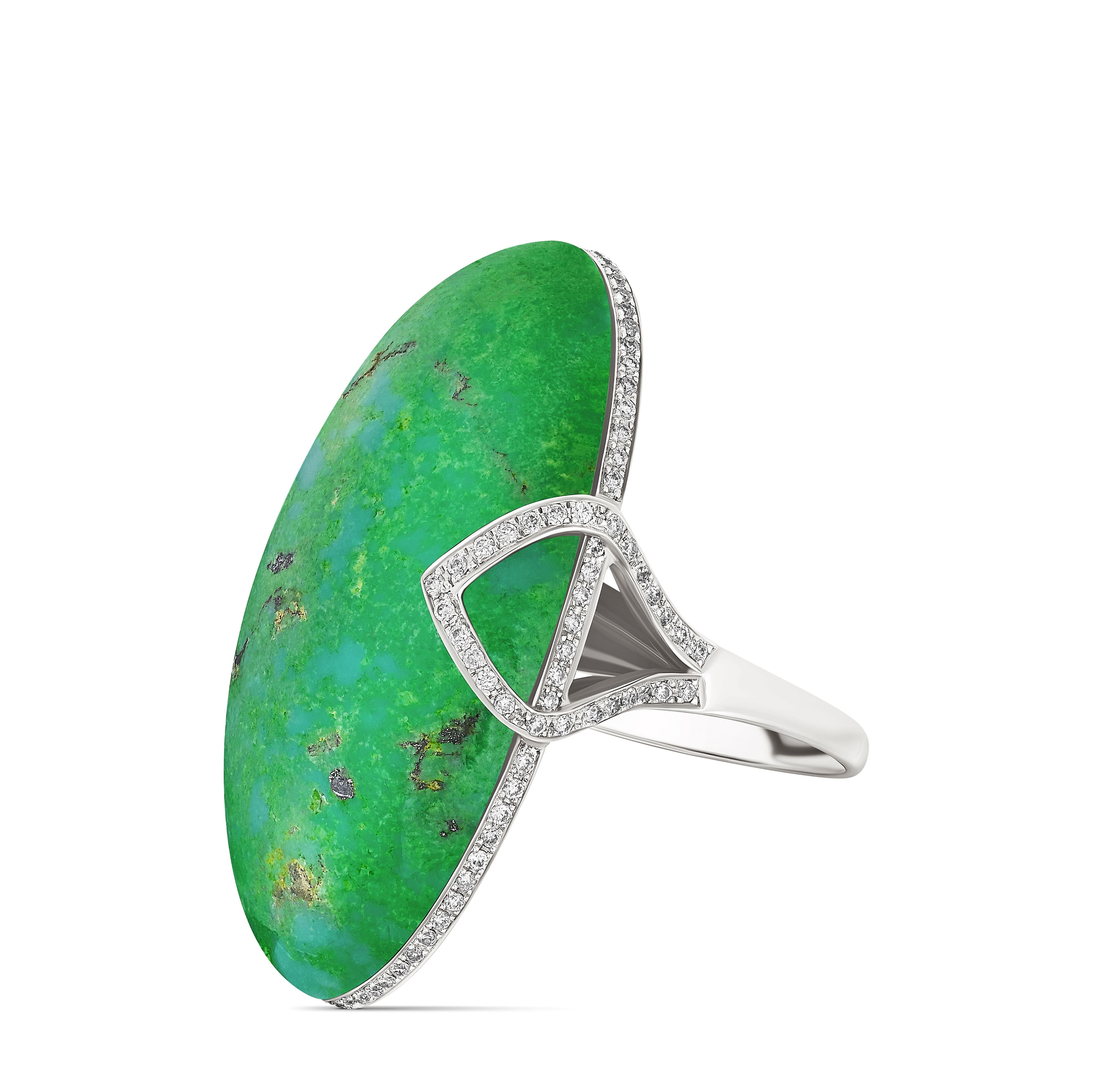 Ring Oval Cabochon Green Turquoise #53