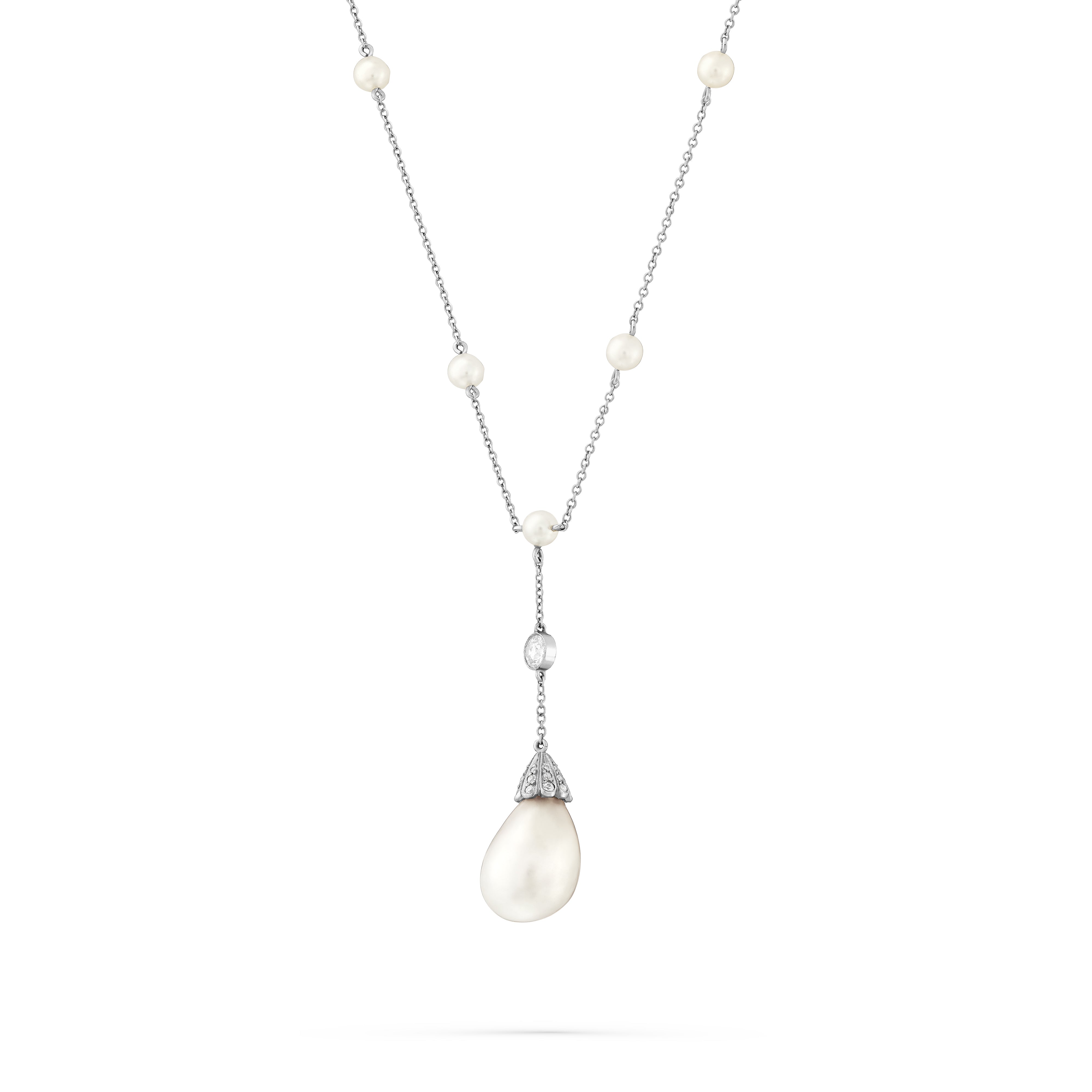 Necklace Platinum Natural Pearl