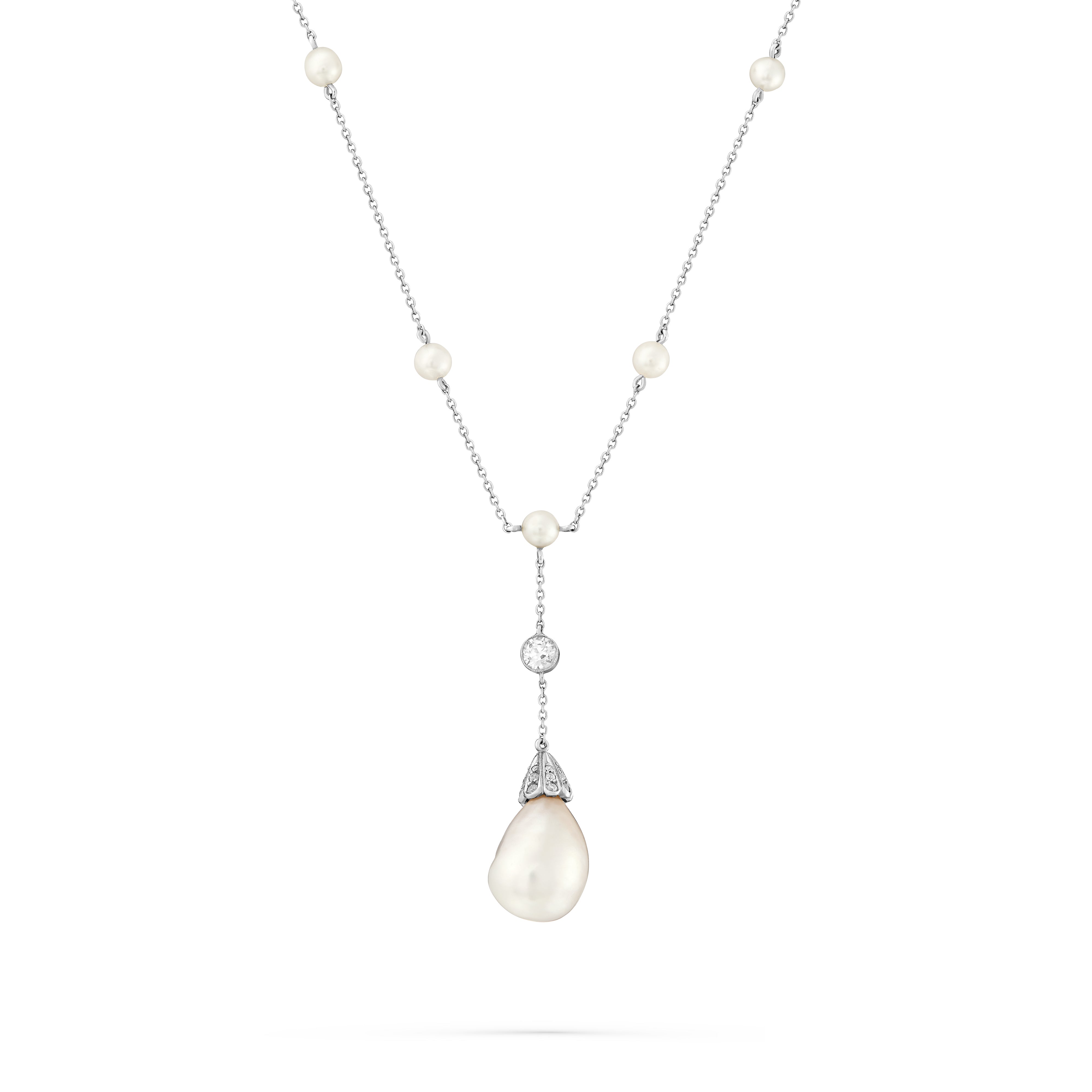 Necklace Platinum Natural Pearl