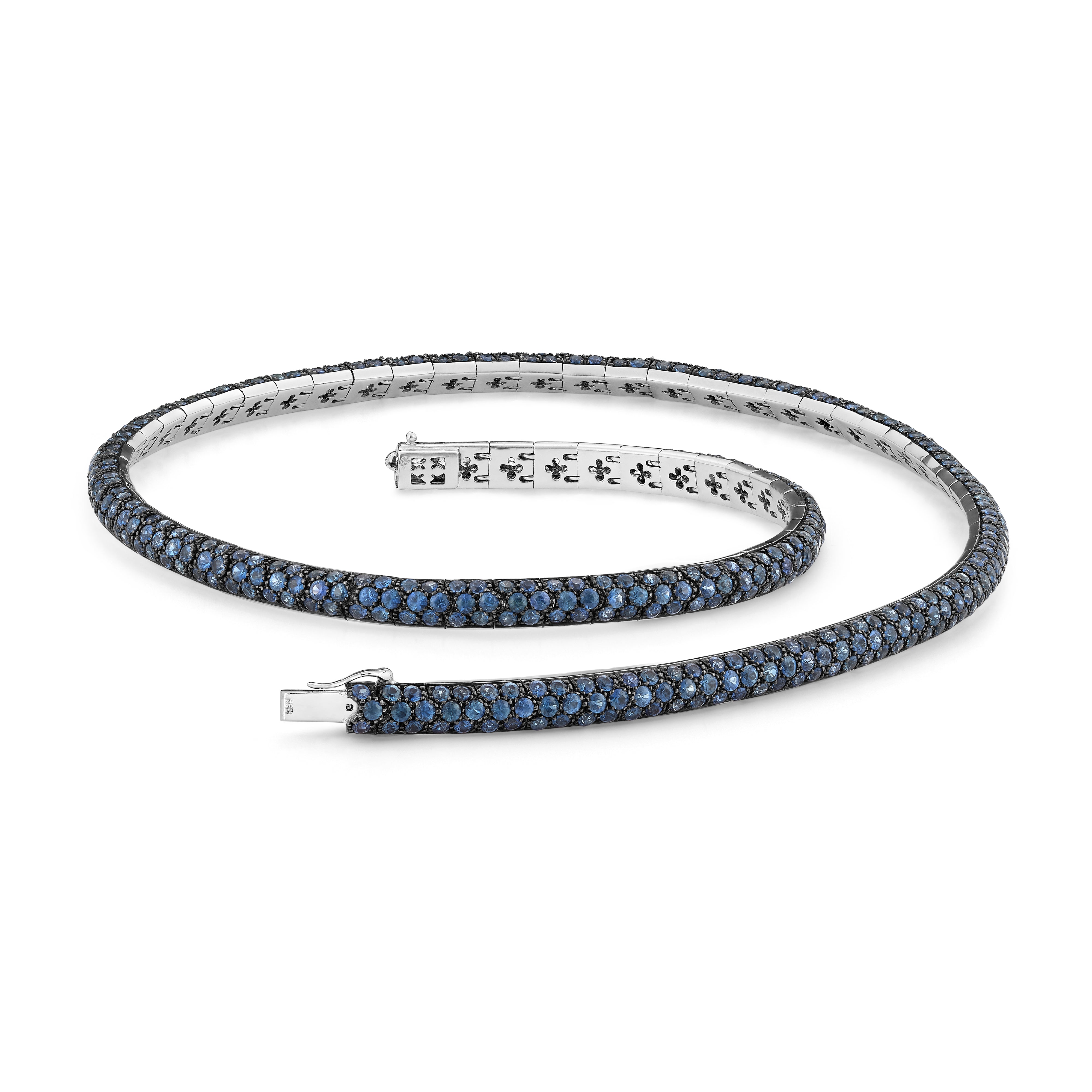 Necklace Curved Pavé Blue Sapphire