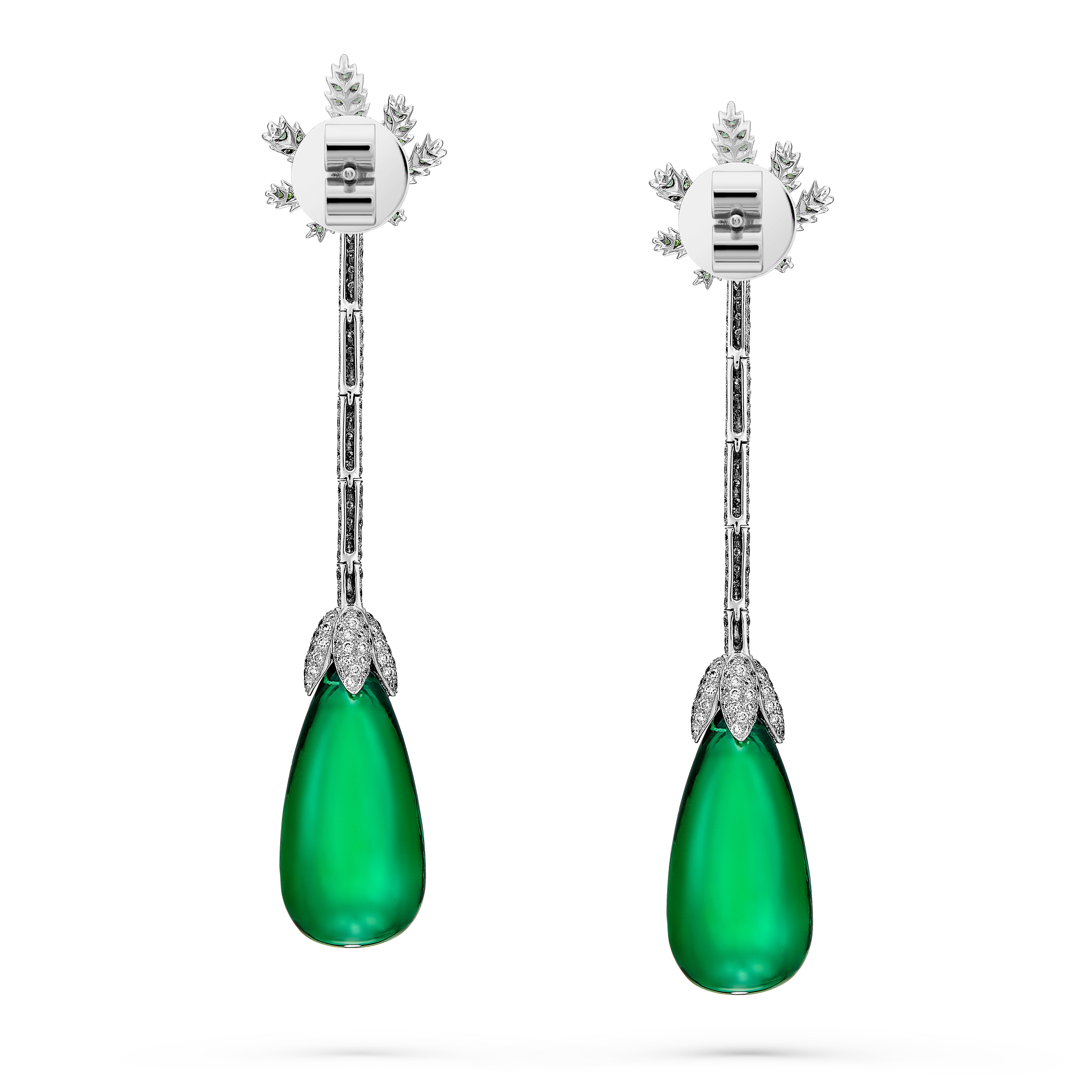 Earrings Leaf Emerald
