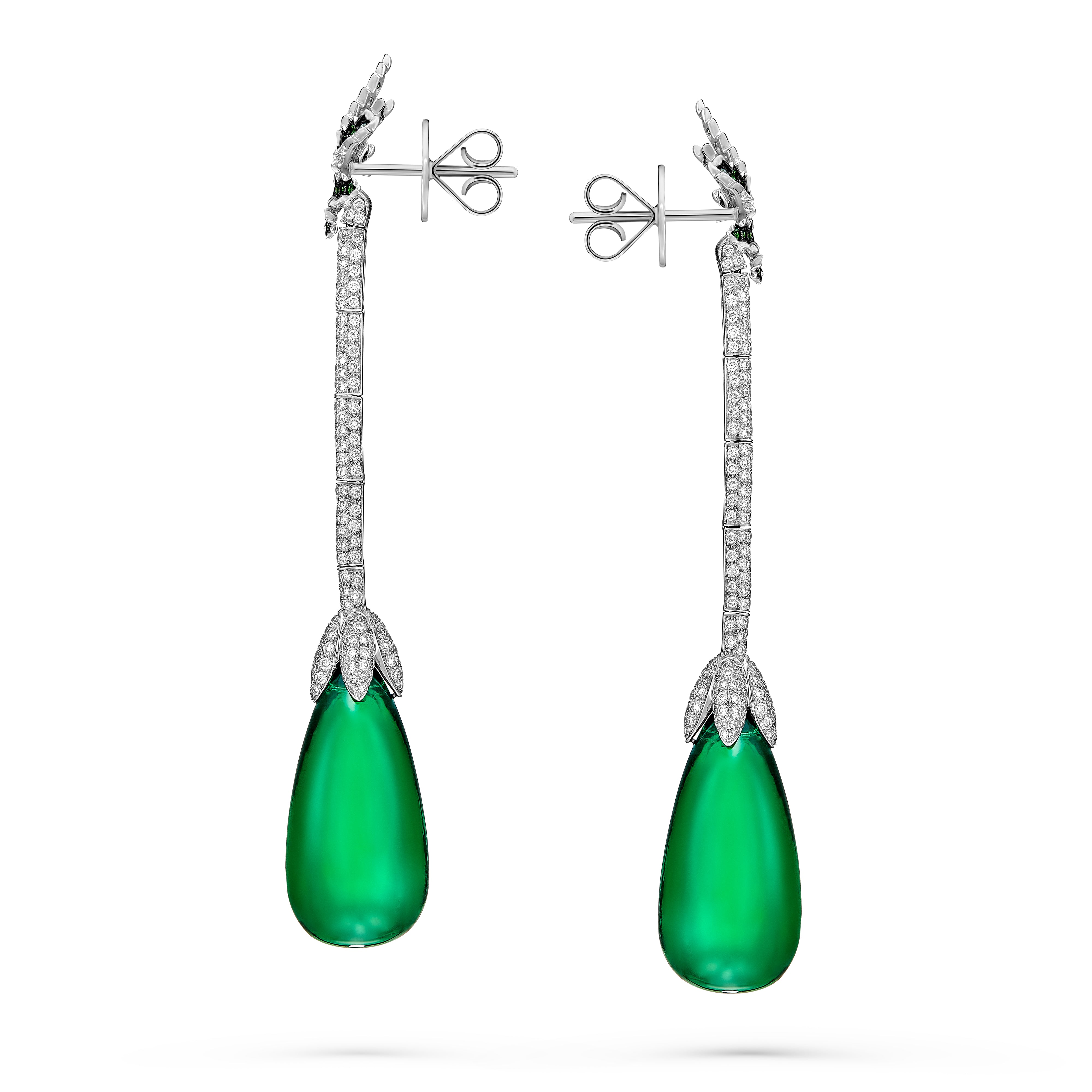 Earrings Leaf Emerald