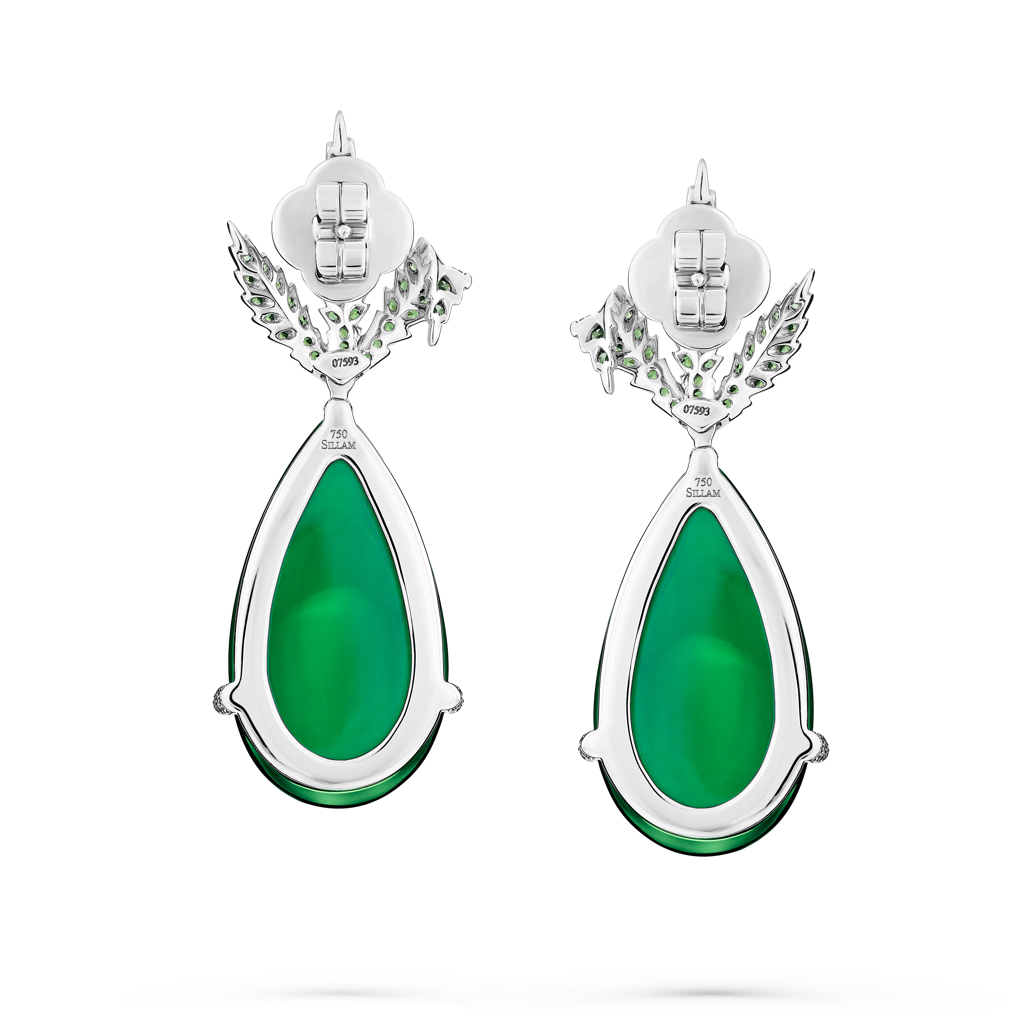 Earrings Leaf Emerald