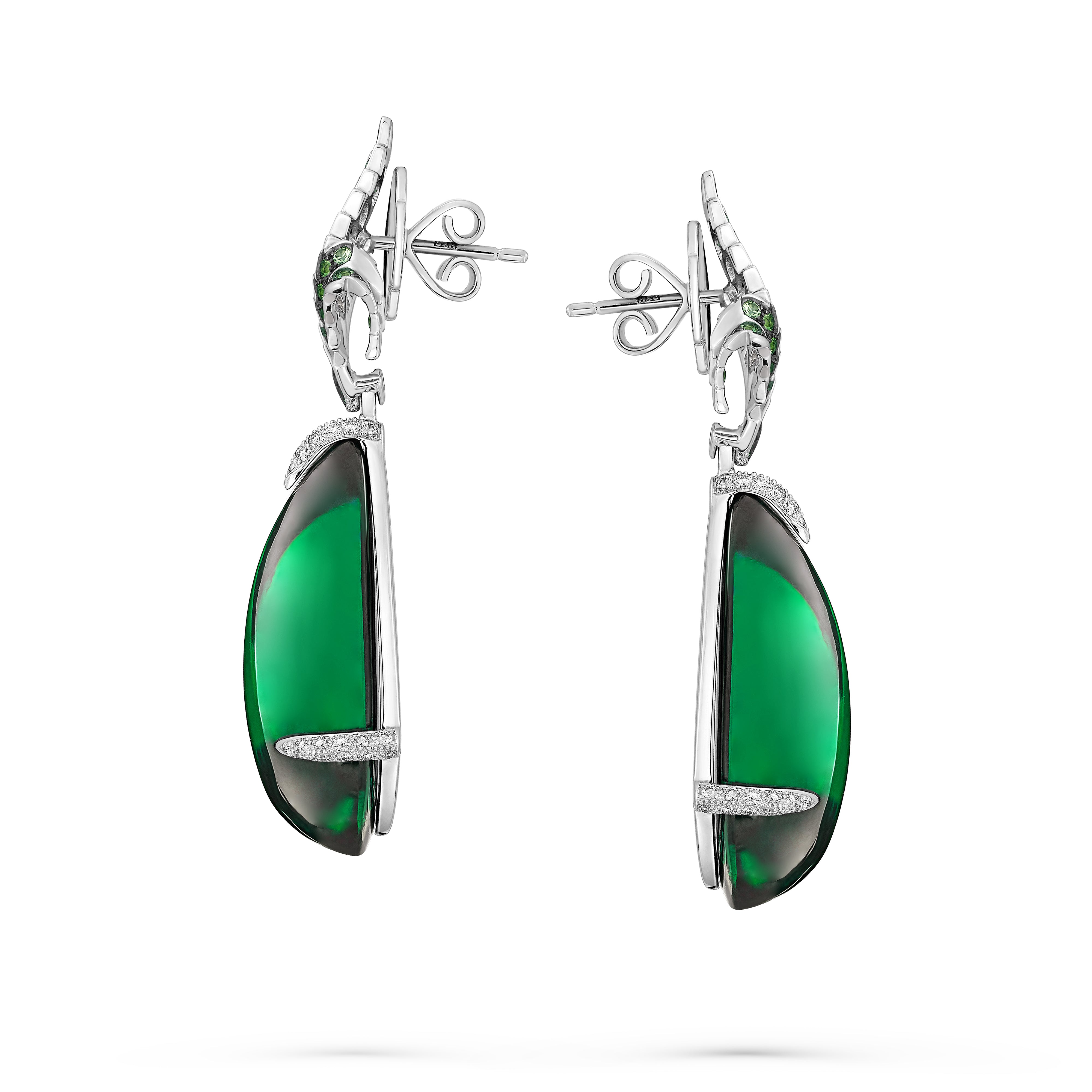Earrings Leaf Emerald