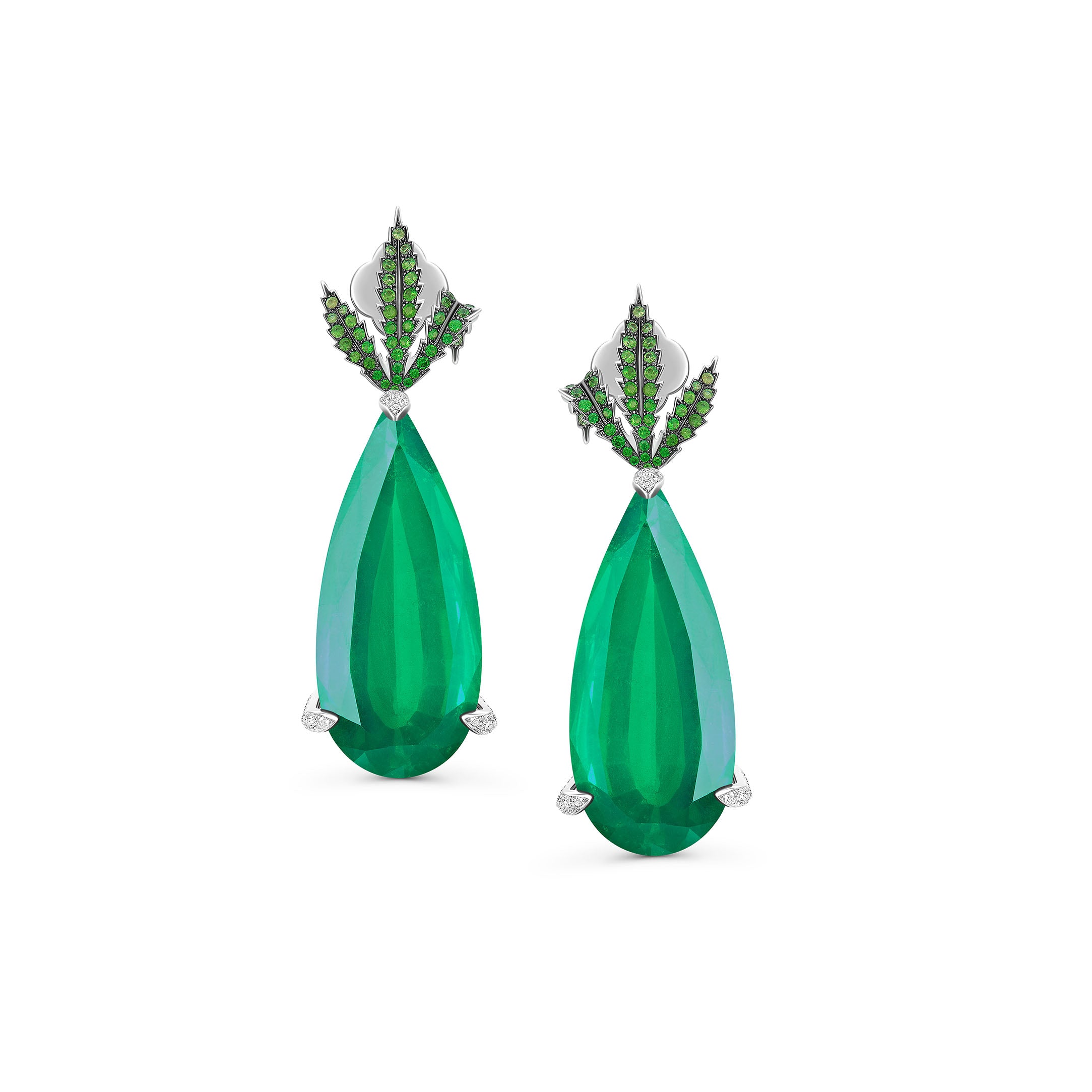 Earrings Leaf Green Topaz