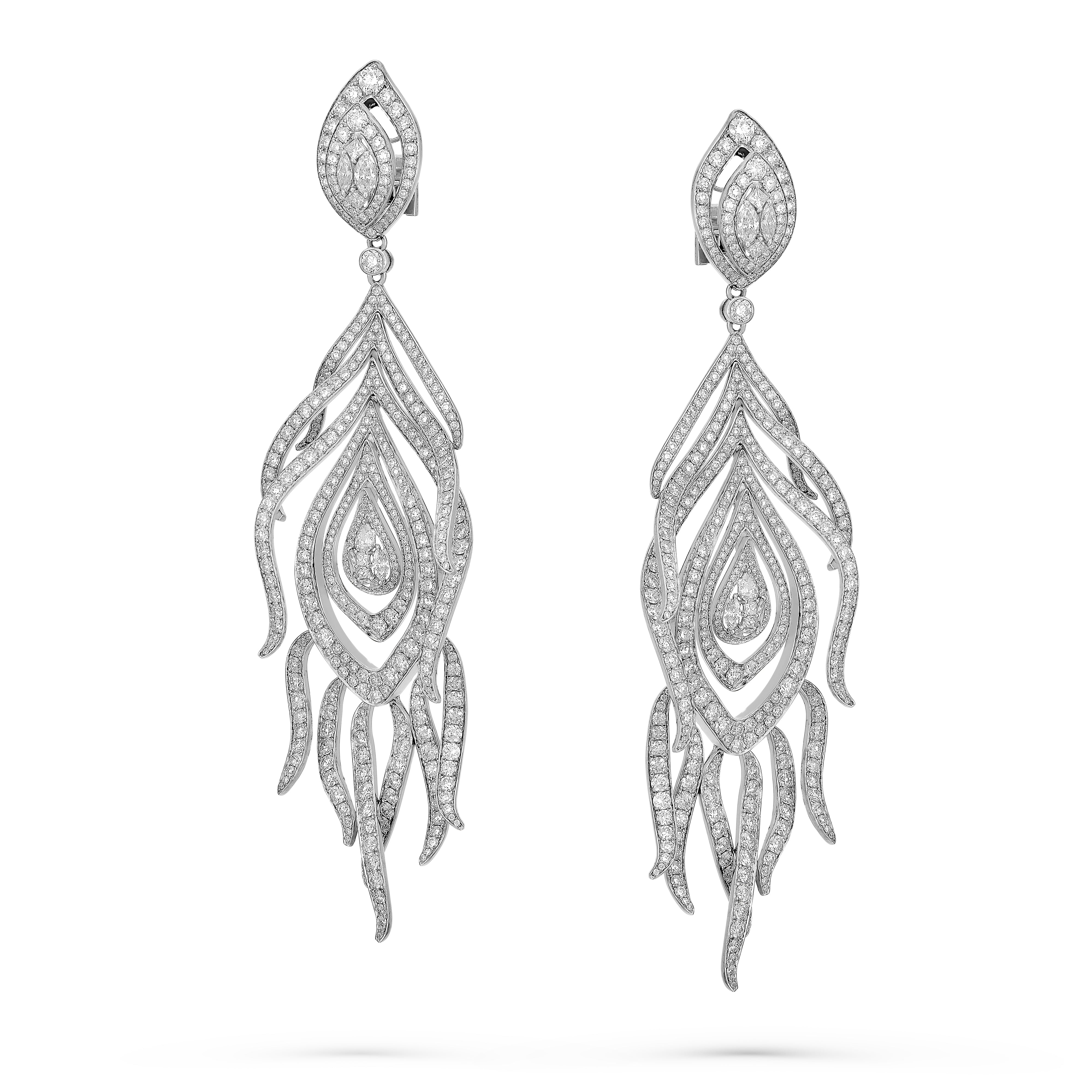 Earrings White Peacock
