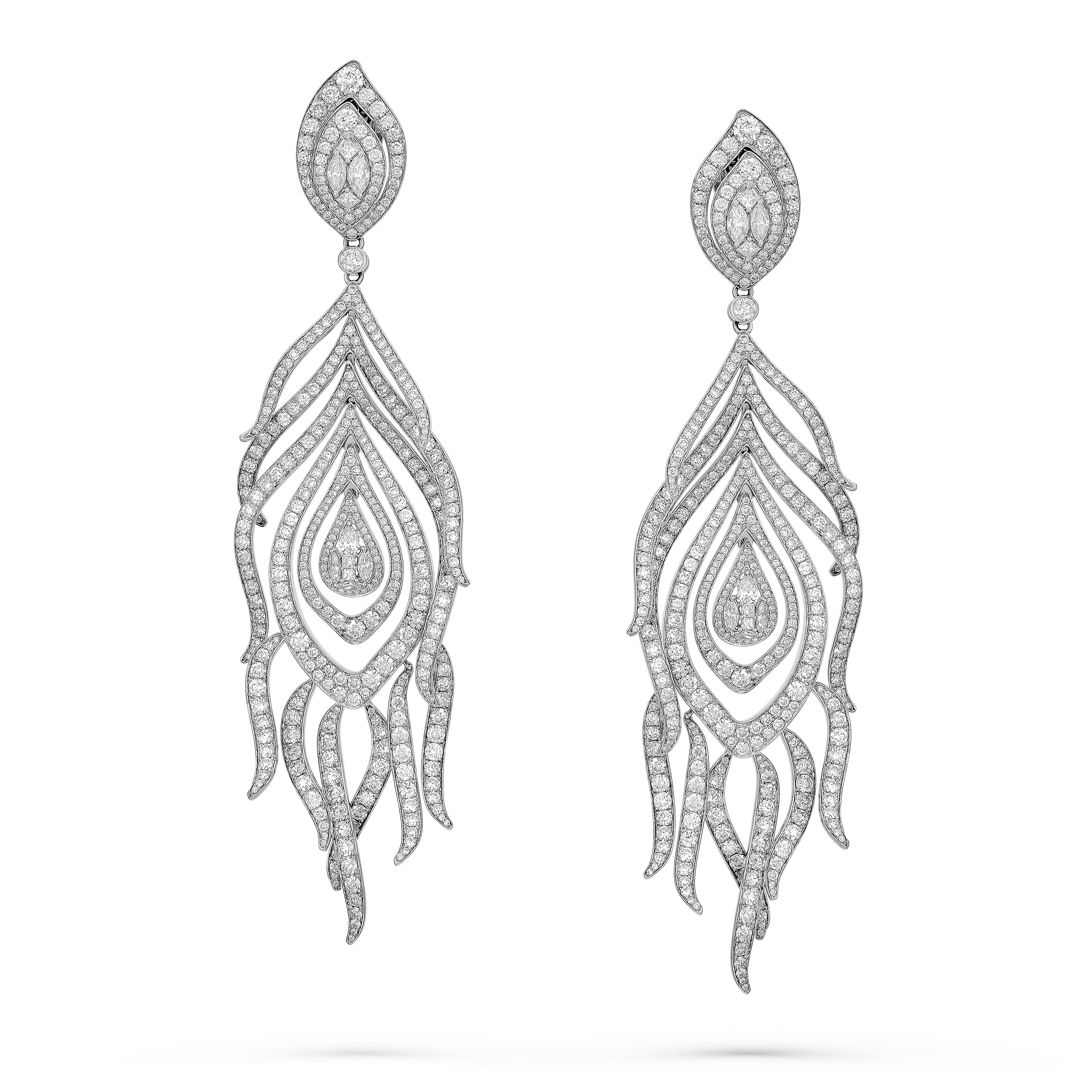 Earrings White Peacock