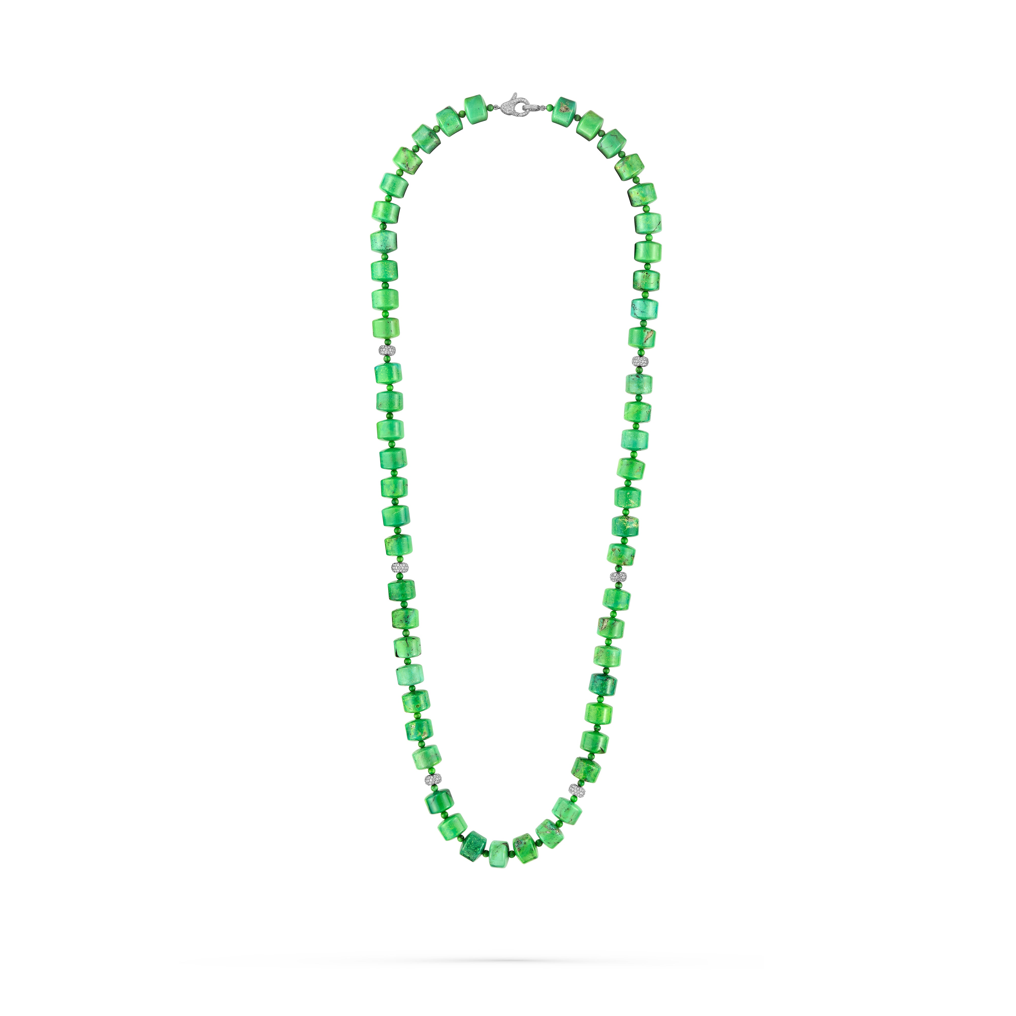 Necklace Barrel Green Turquoise