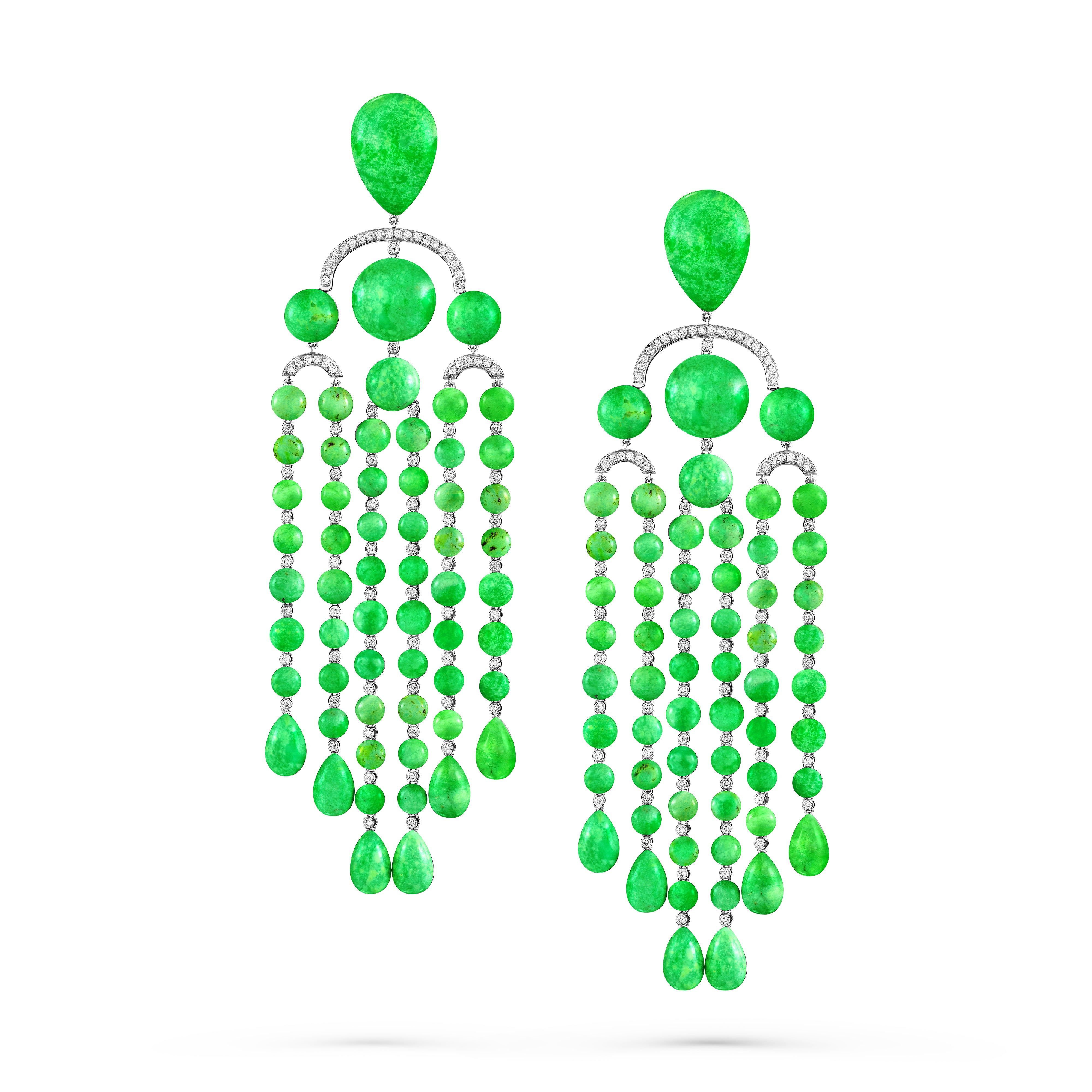 Earrings Chandelier Green Turquoise Long