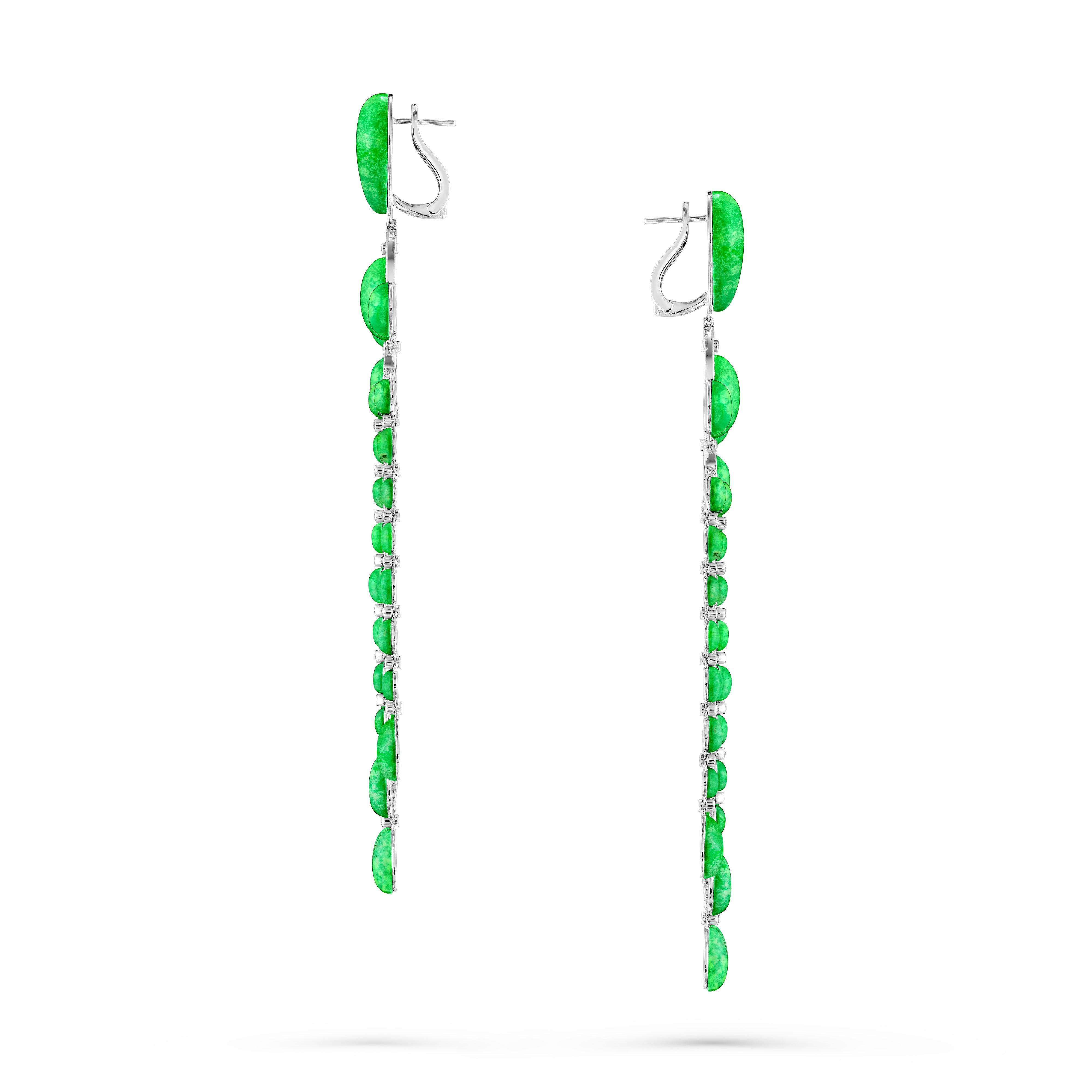 Earrings Chandelier Green Turquoise Long