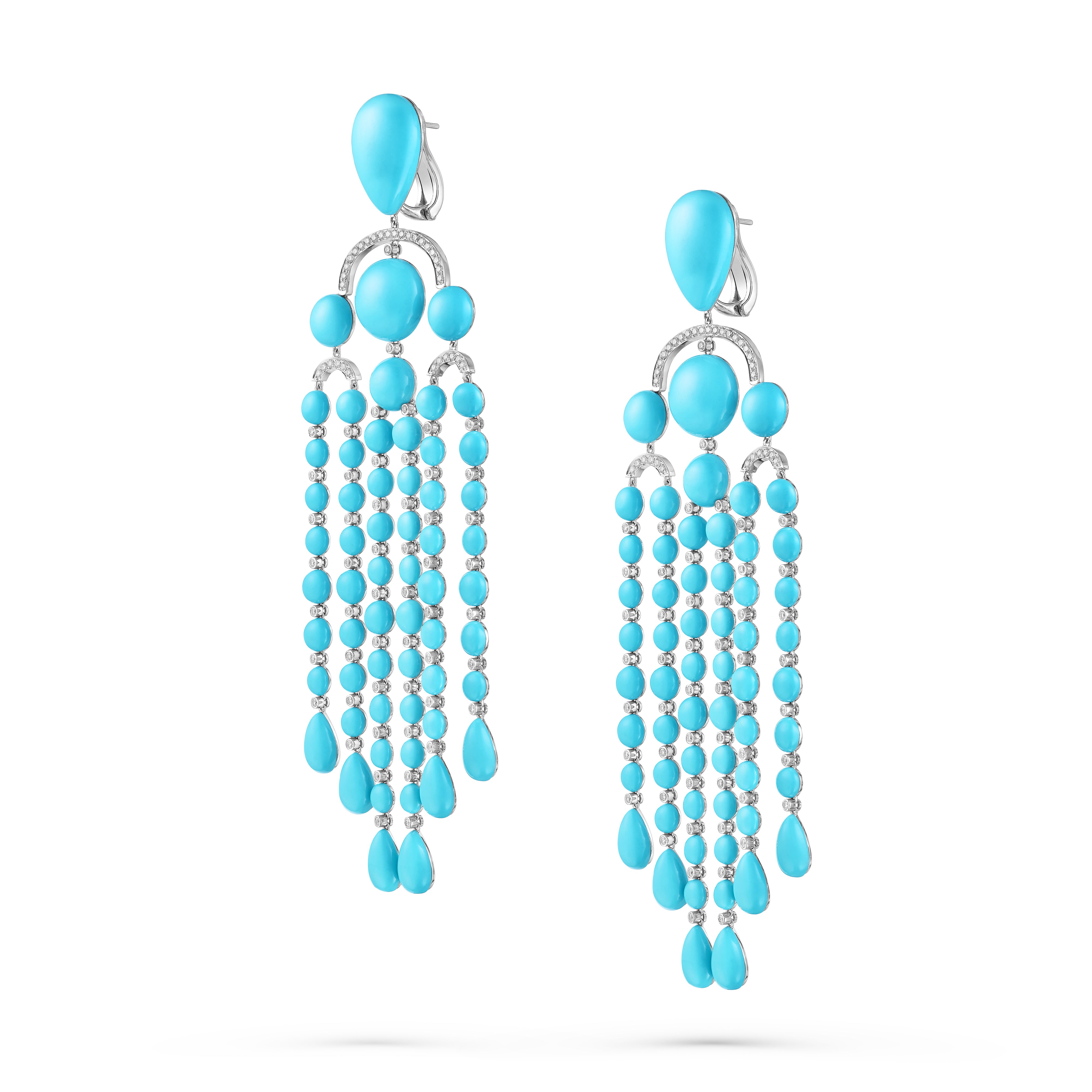 Earrings Chandelier Blue Turquoise Long