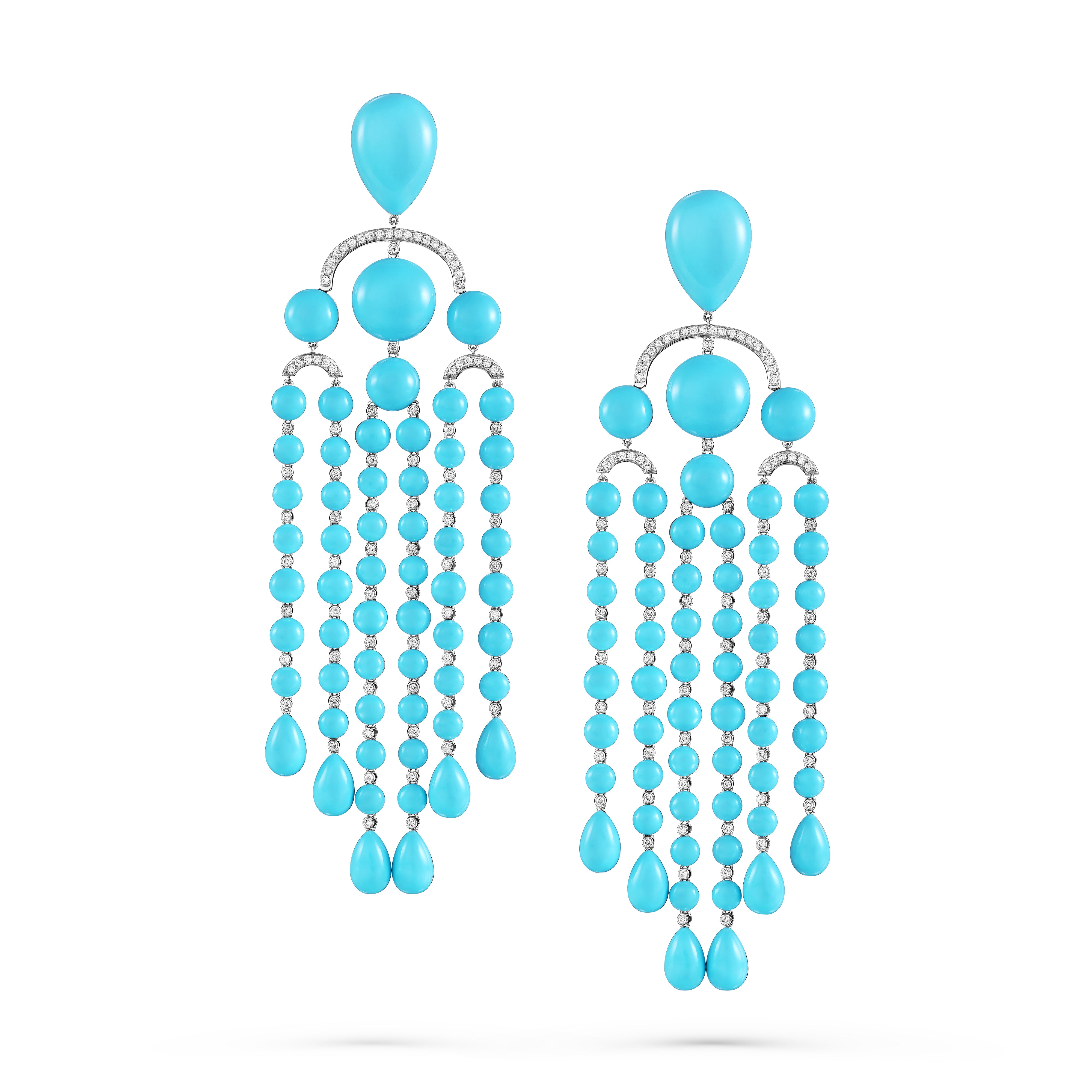 Earrings Chandelier Blue Turquoise Long