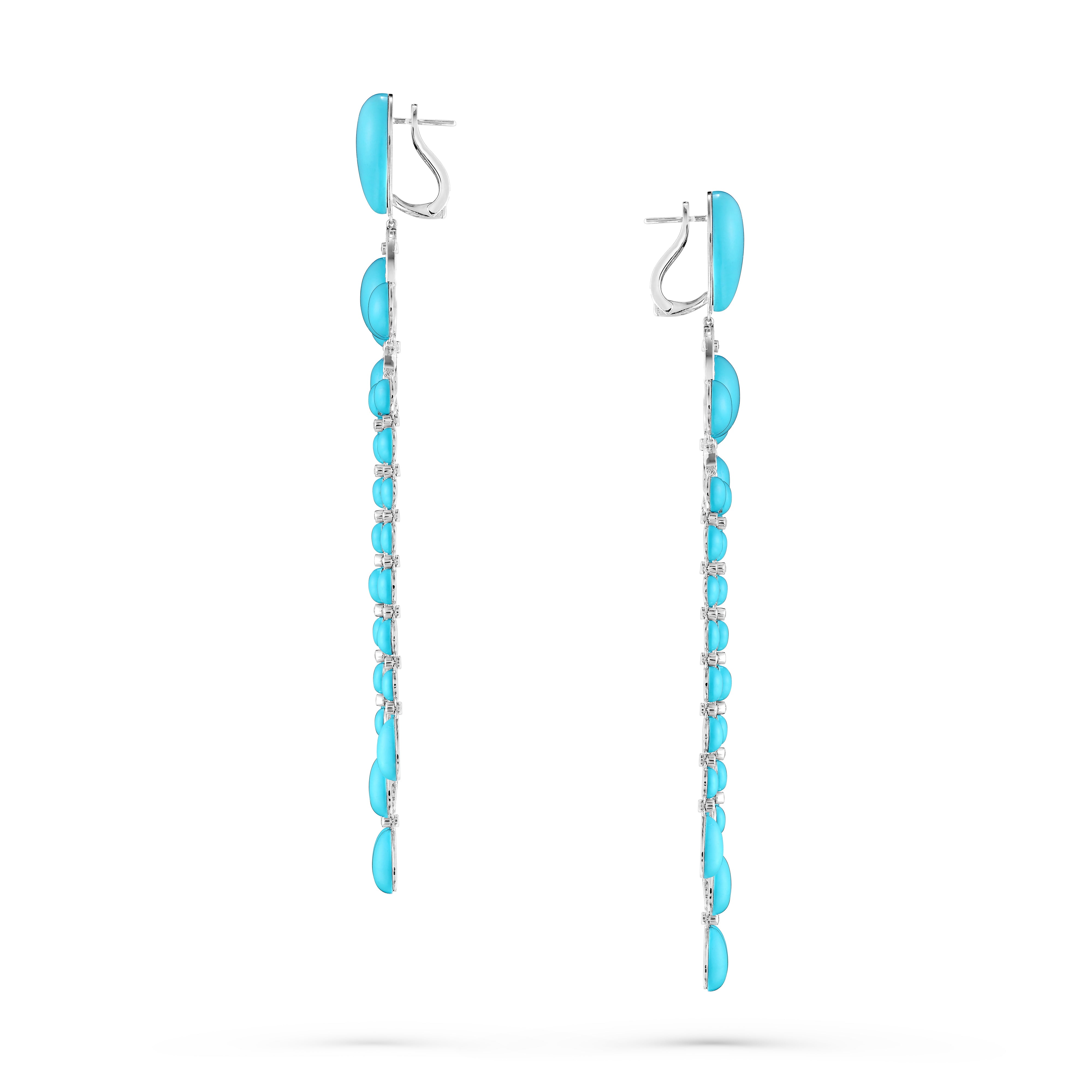 Earrings Chandelier Blue Turquoise Long