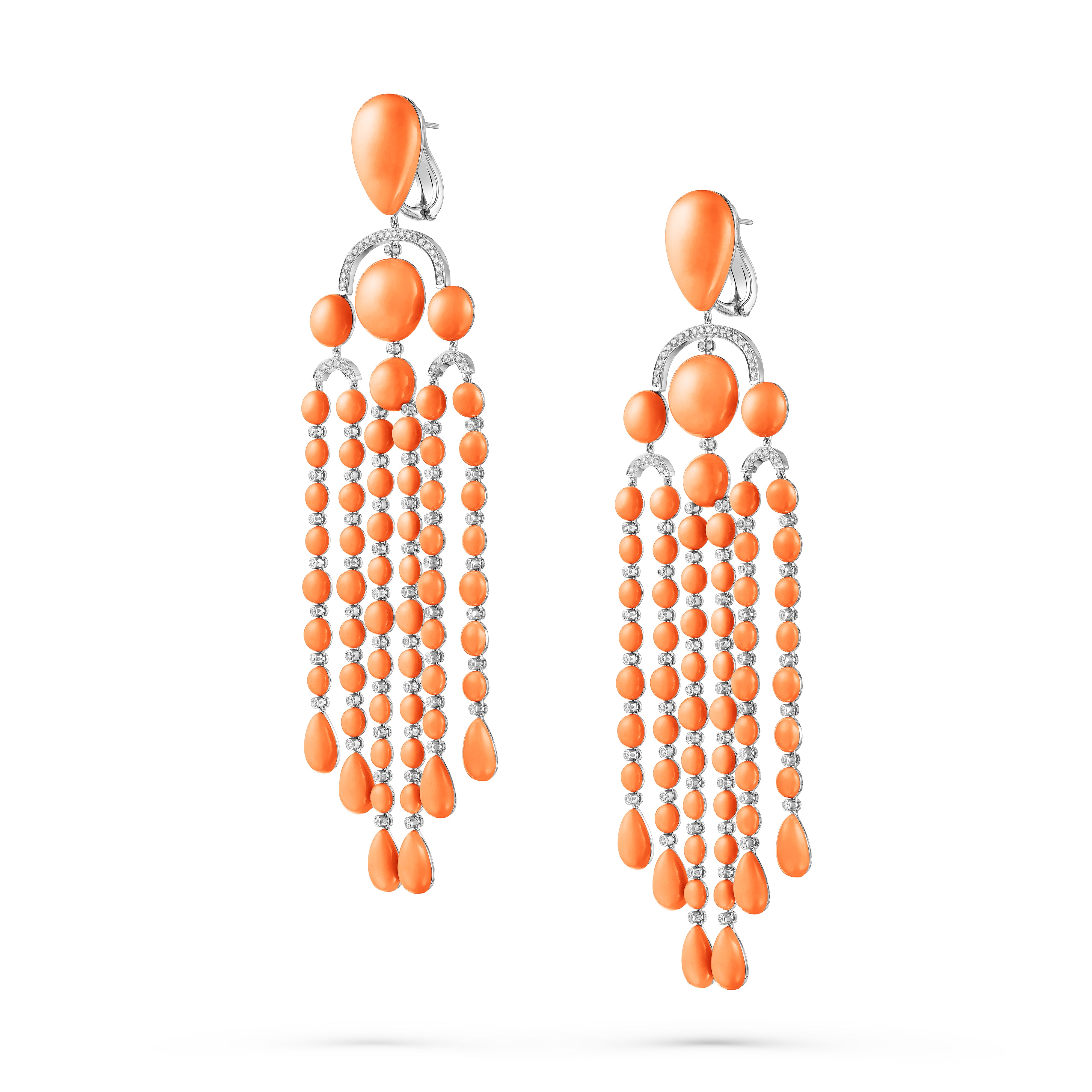 Earrings Chandelier Coral Long