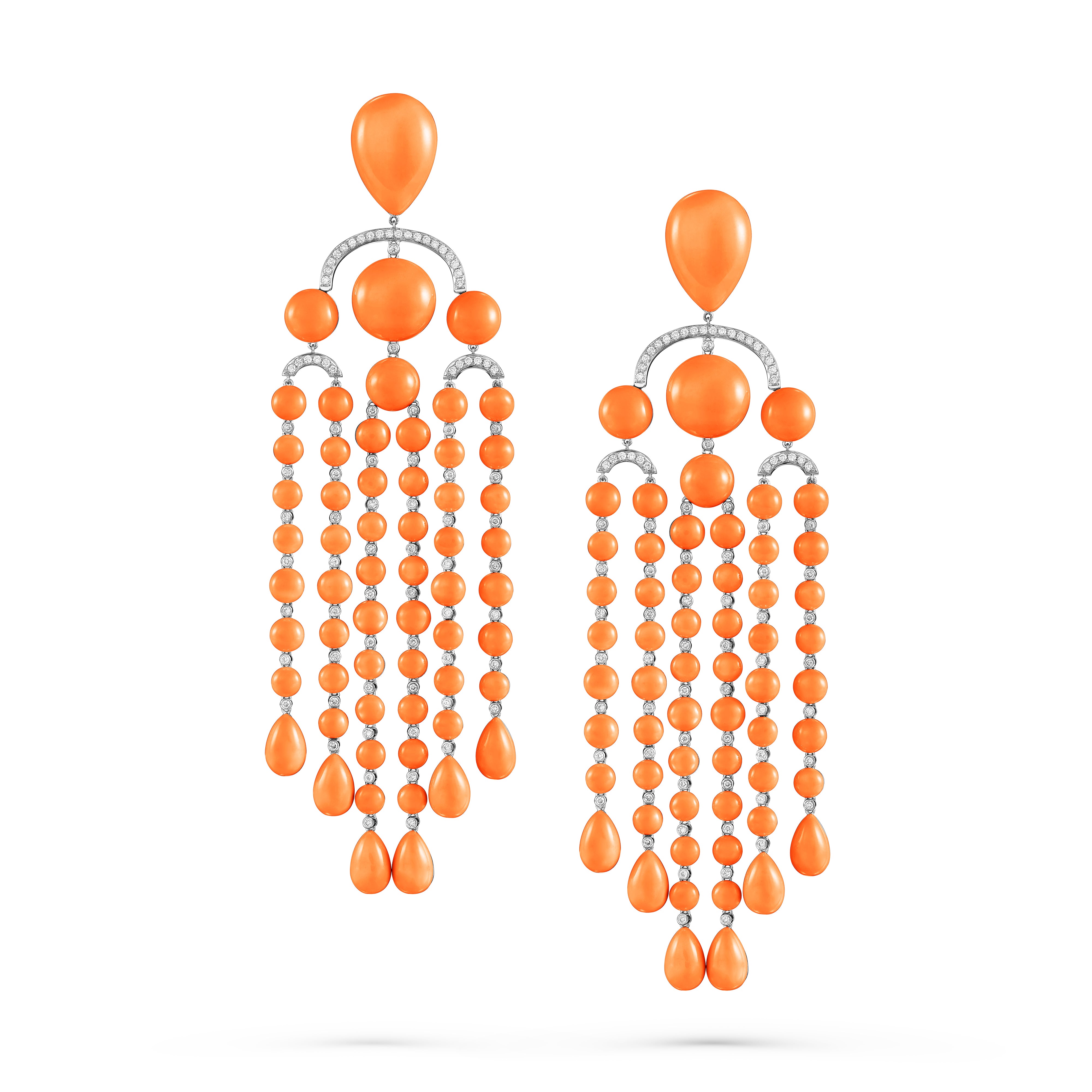 Earrings Chandelier Coral Long