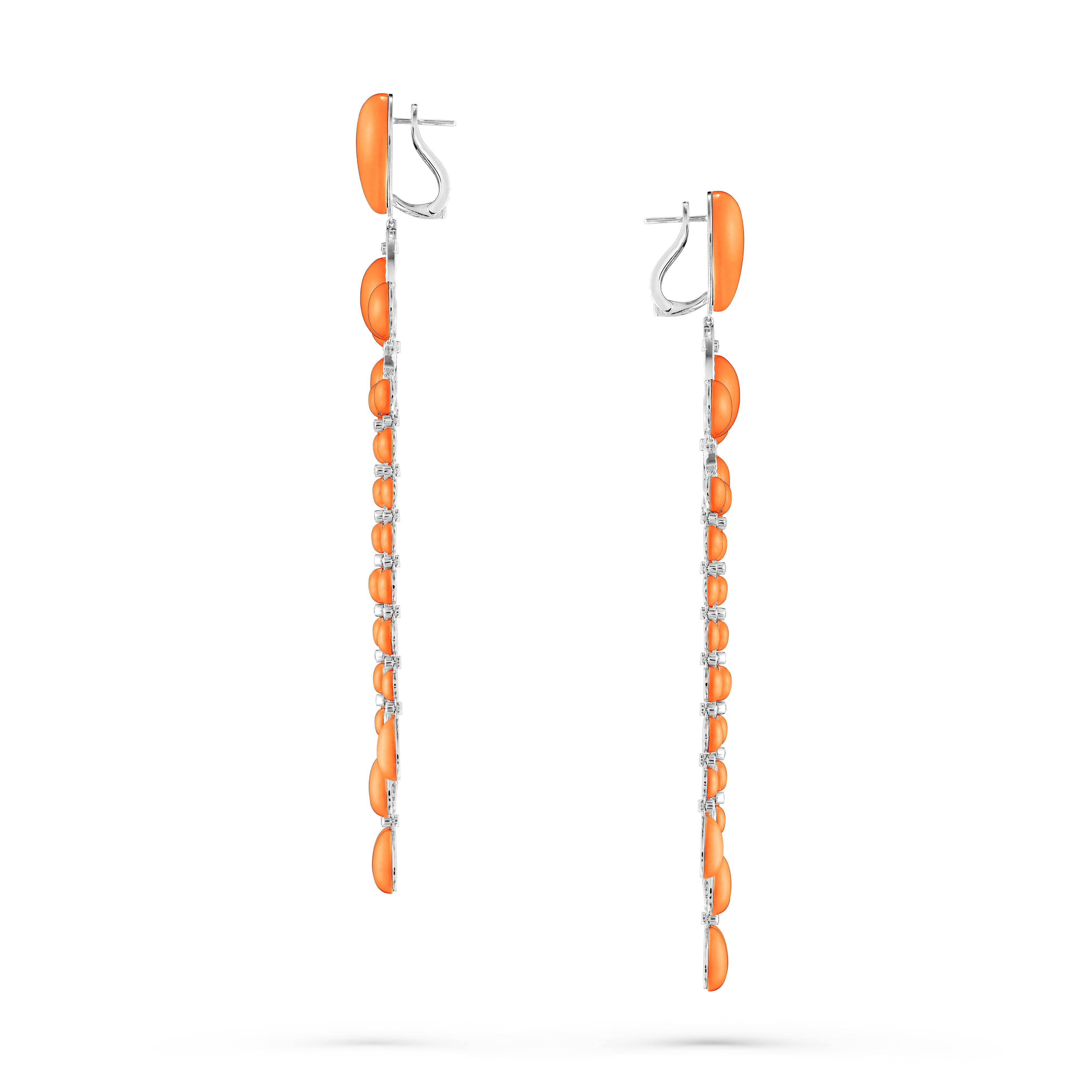 Earrings Chandelier Coral Long