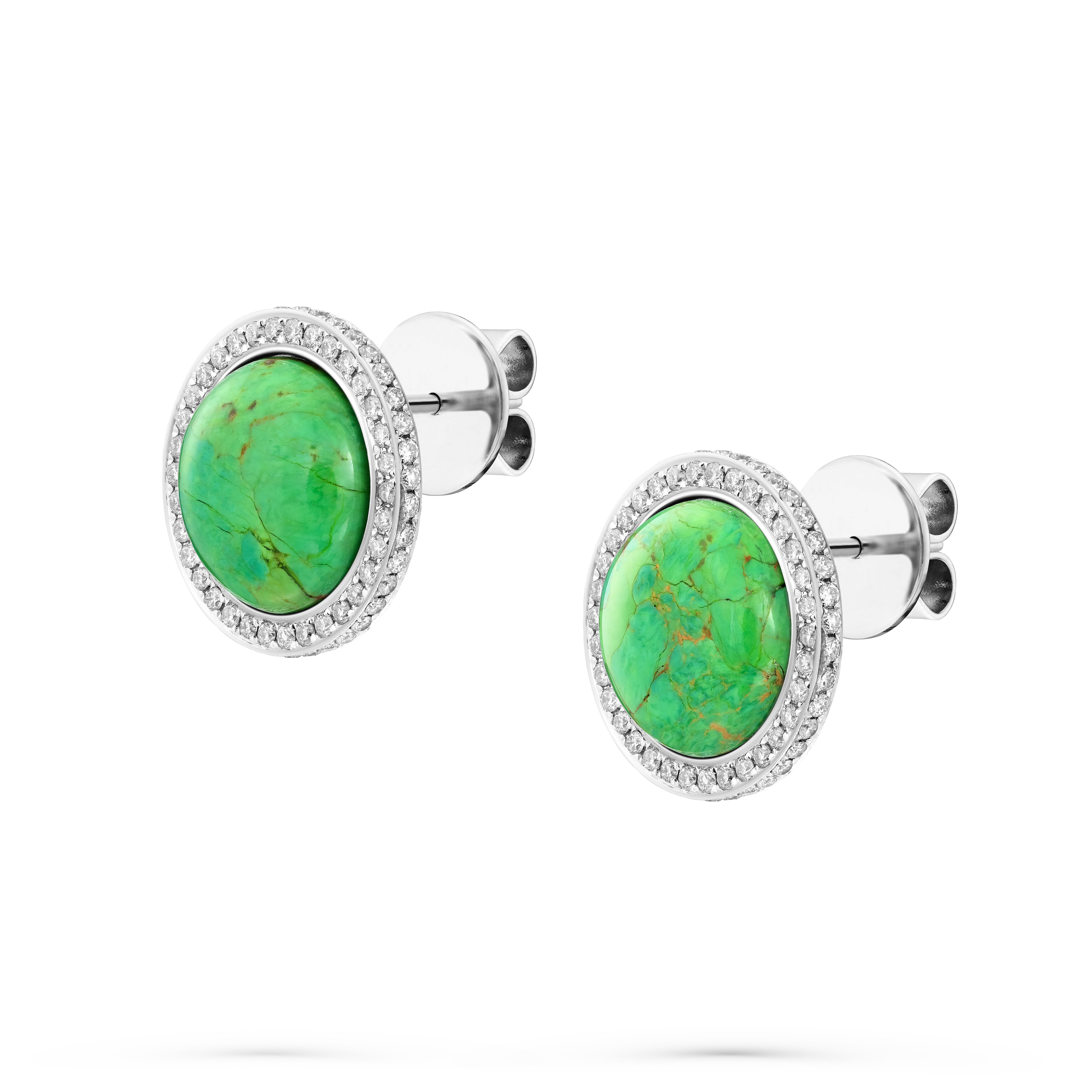 Earrings Round Green Turquoise