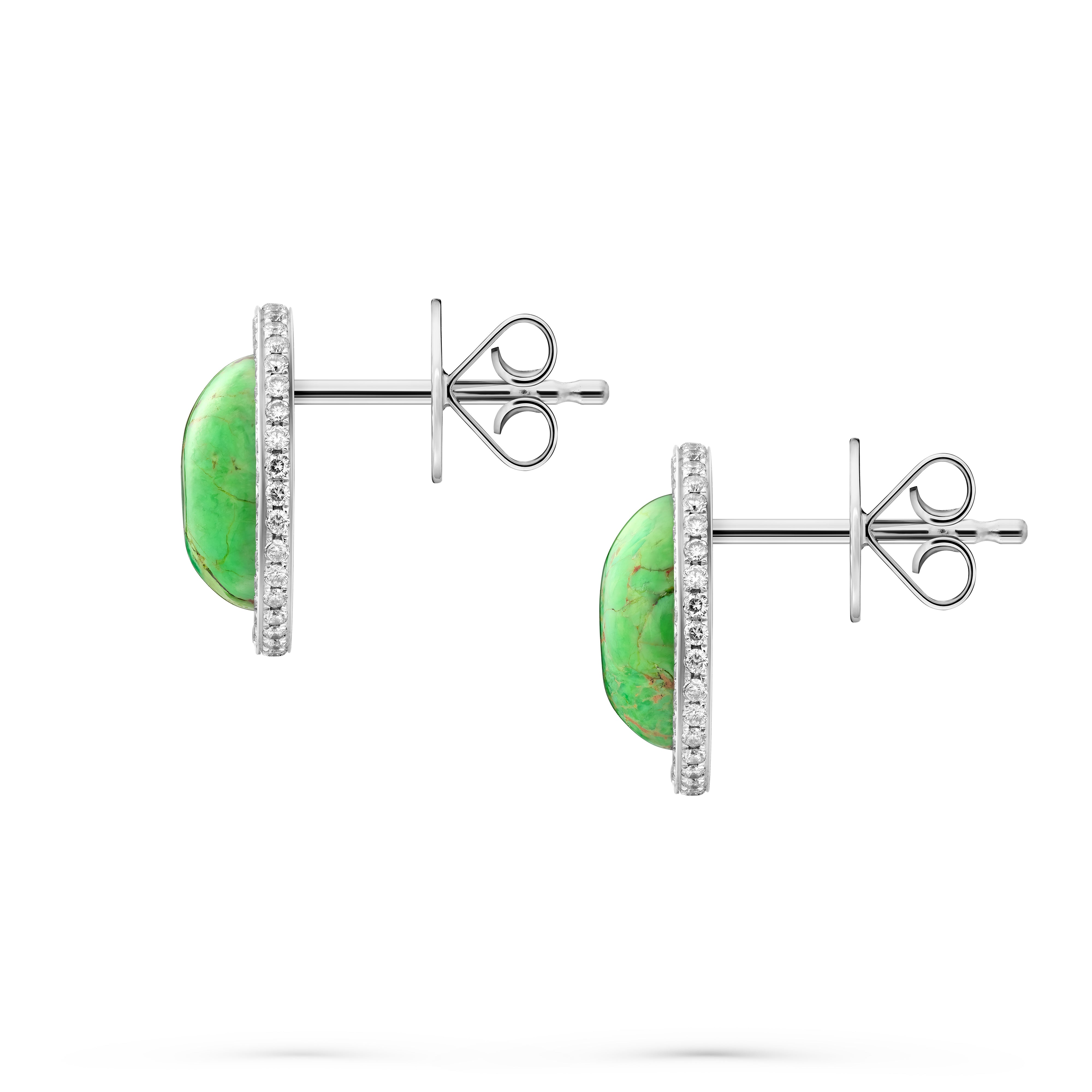 Earrings Round Green Turquoise