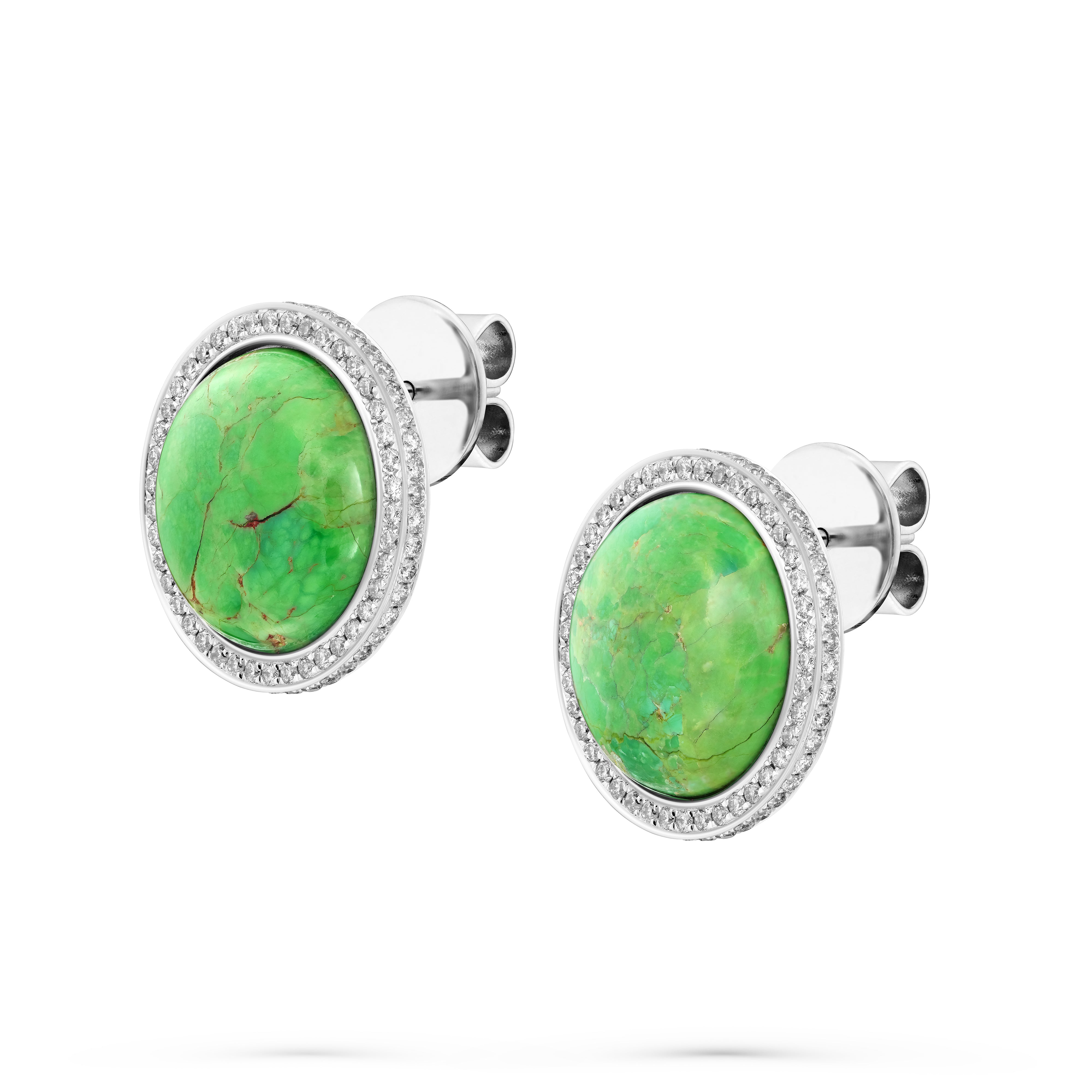 Earrings Round Green Turquoise