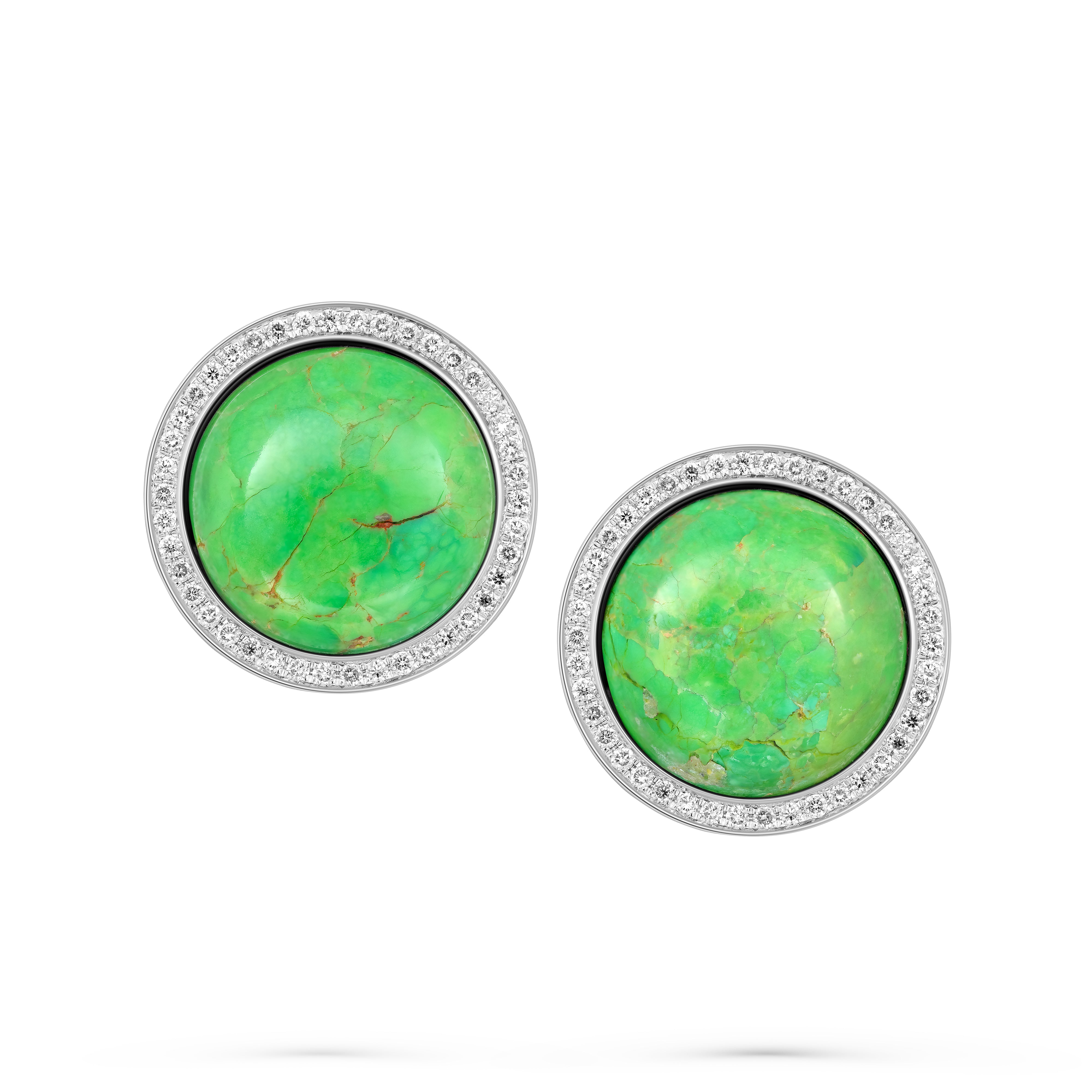 Earrings Round Green Turquoise