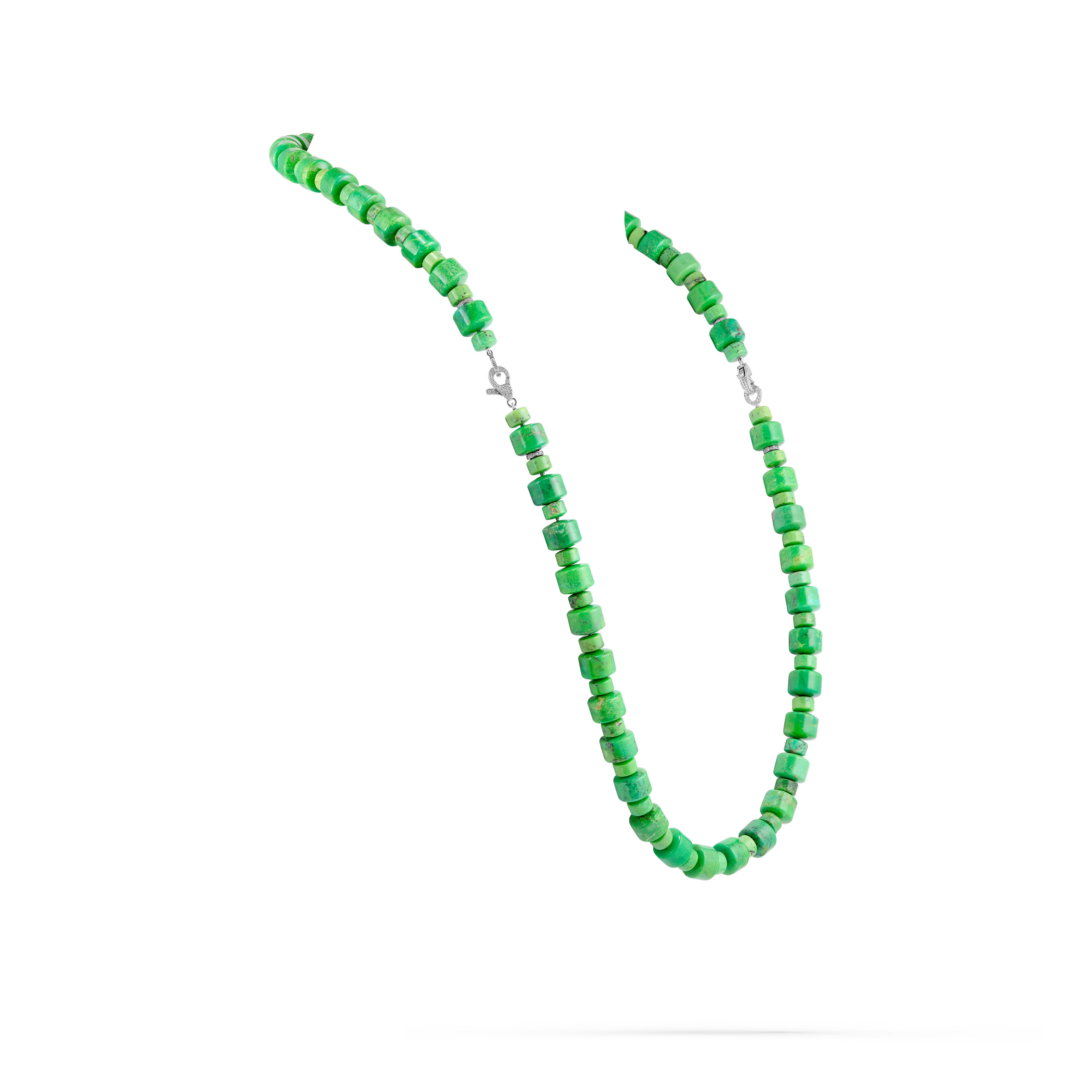 Necklace Barrel Green Turquoise