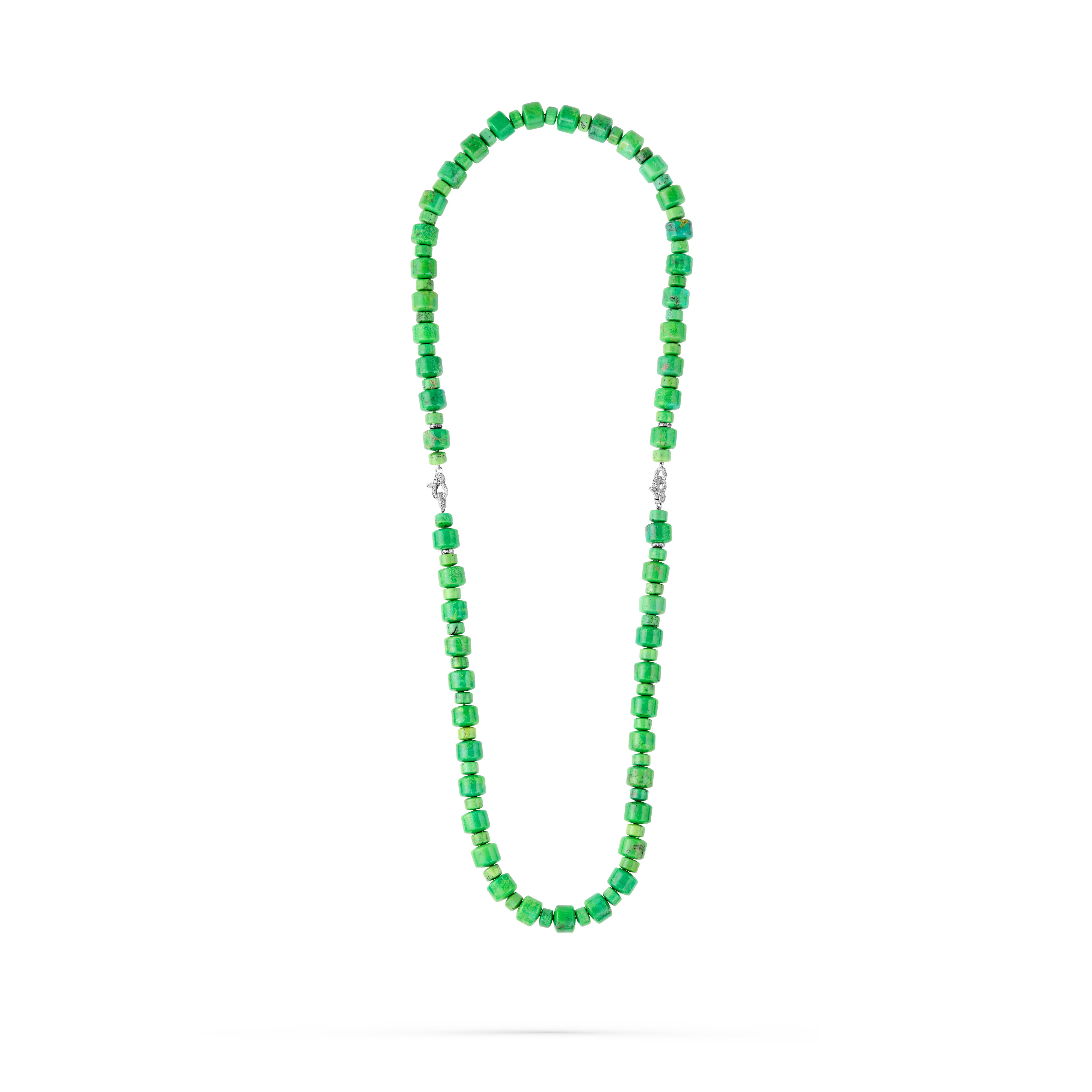 Necklace Barrel Green Turquoise