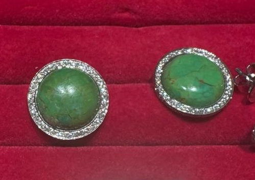 Earrings Round Green Turquoise