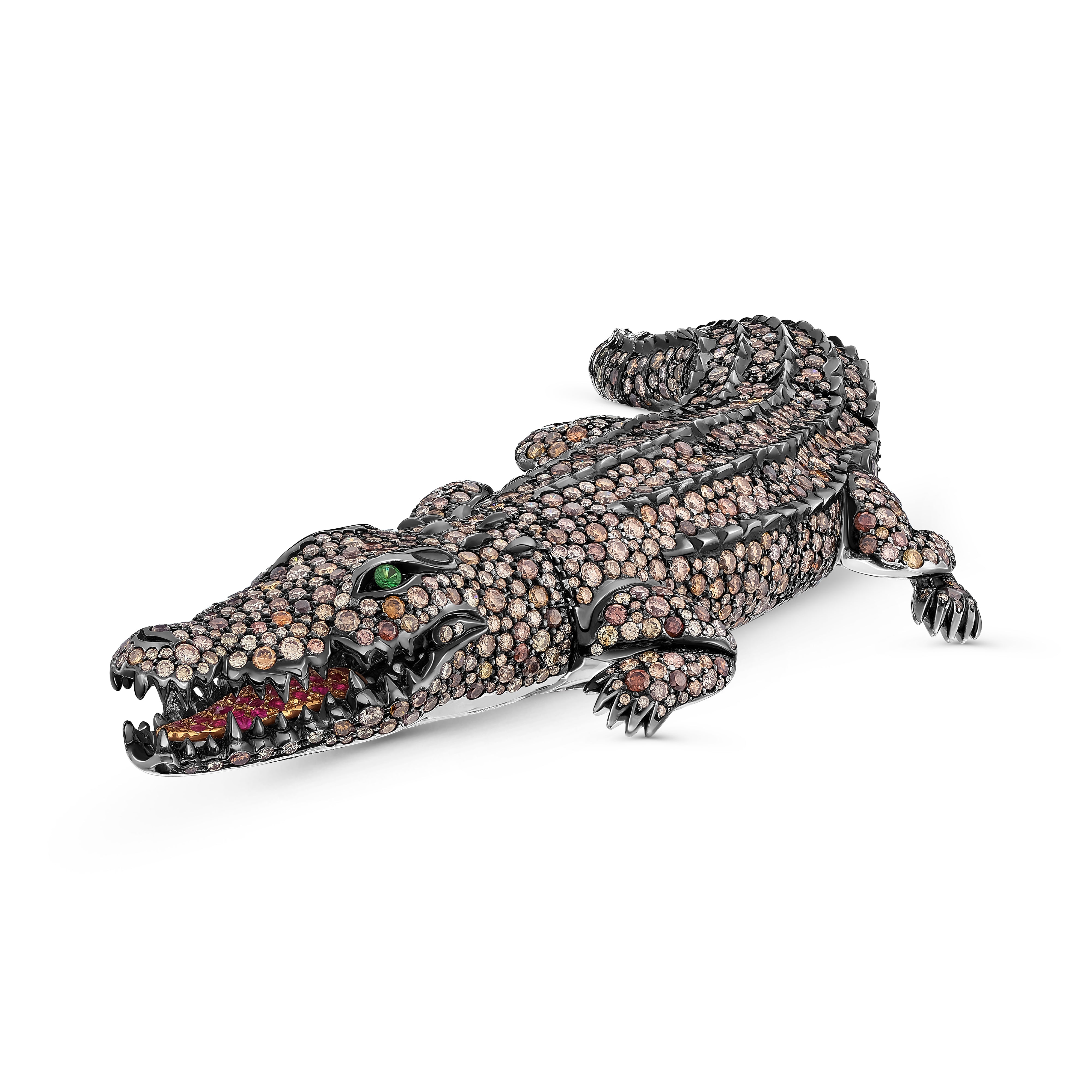 Brooch Crocodile Twin