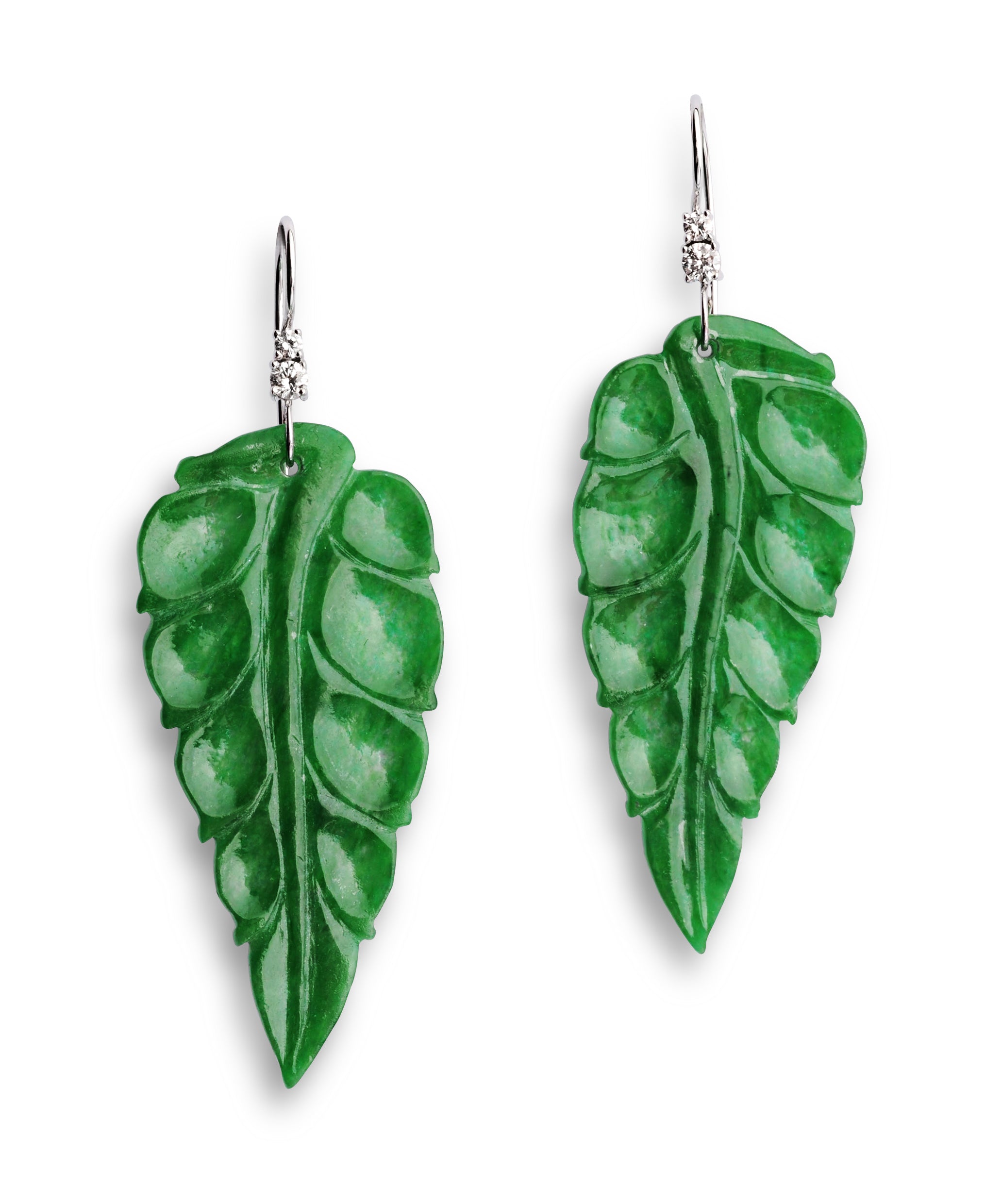 Earrings Leaf Green Jade