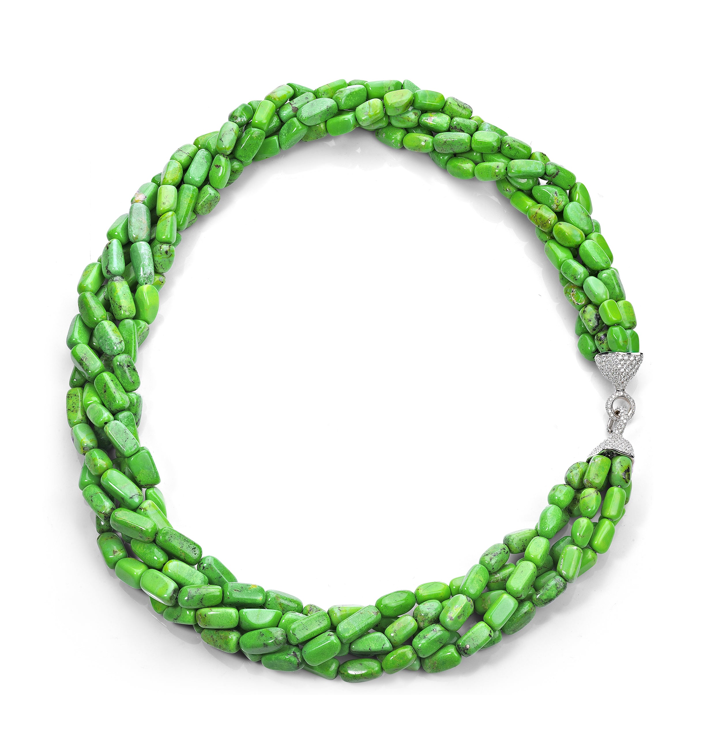 Necklace Green Turquoise Nuggets 5 Rows
