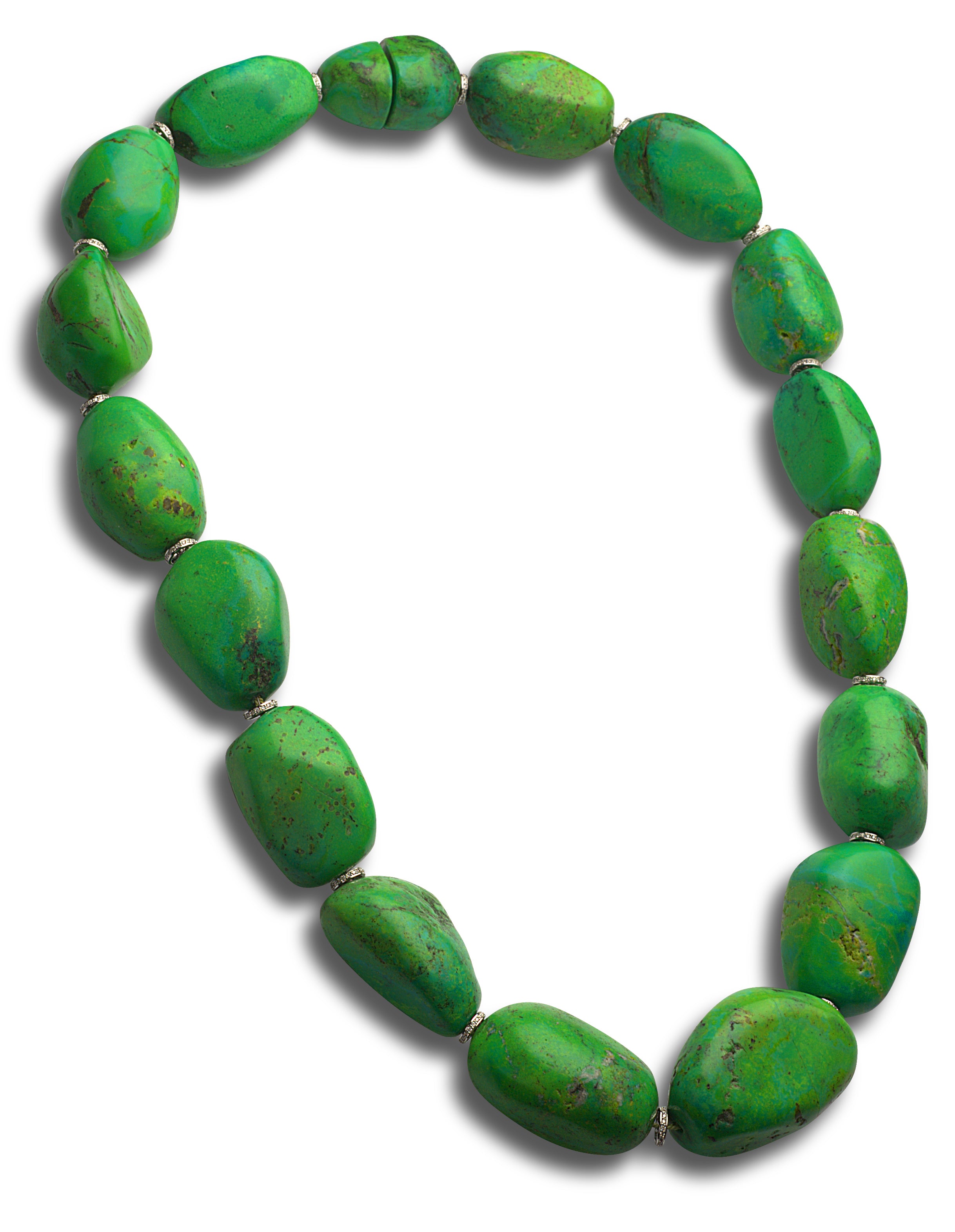 Necklace Green Turquoise Nuggets 1 Row