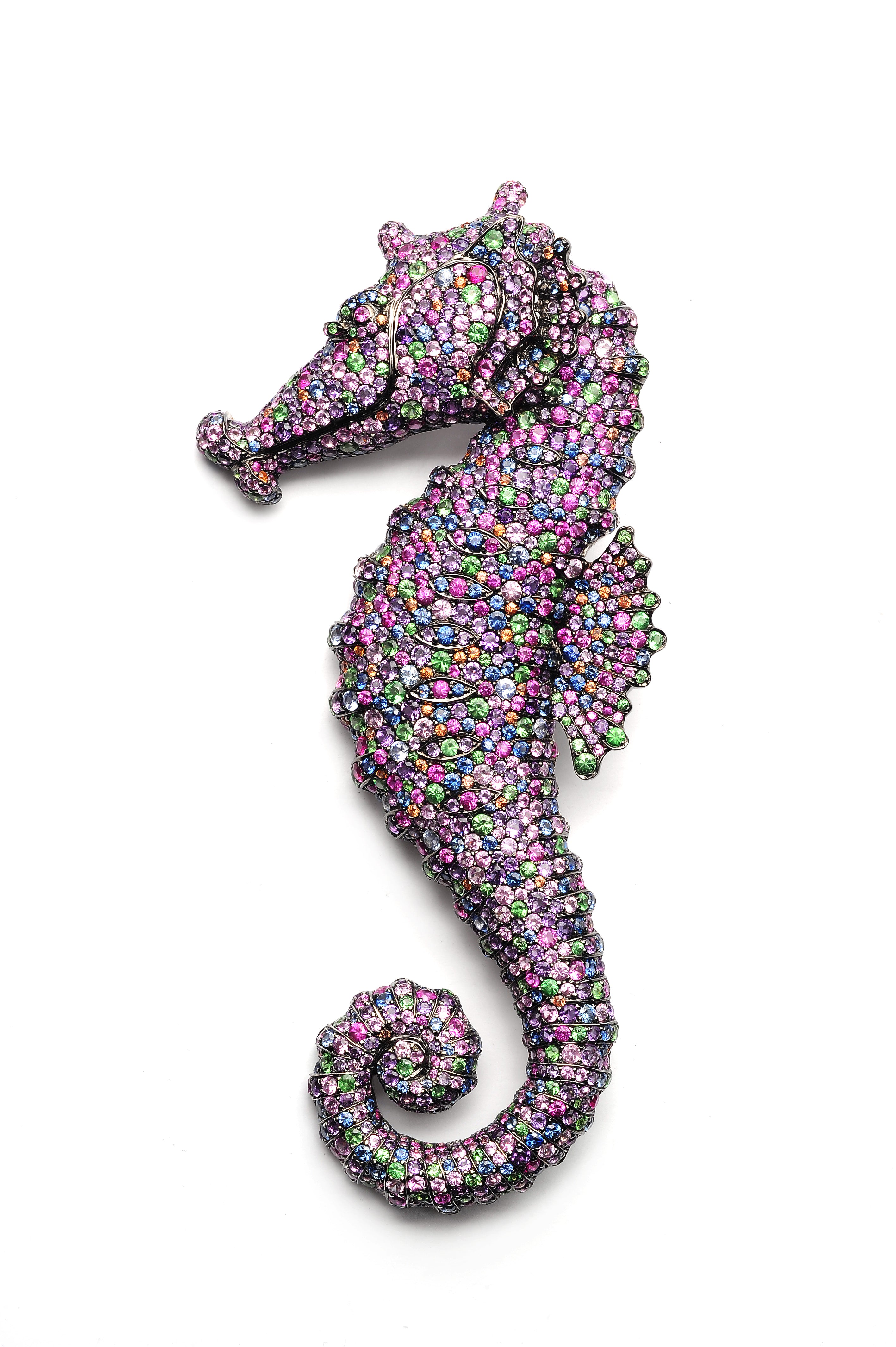 Brooch Big Purple Seahorse