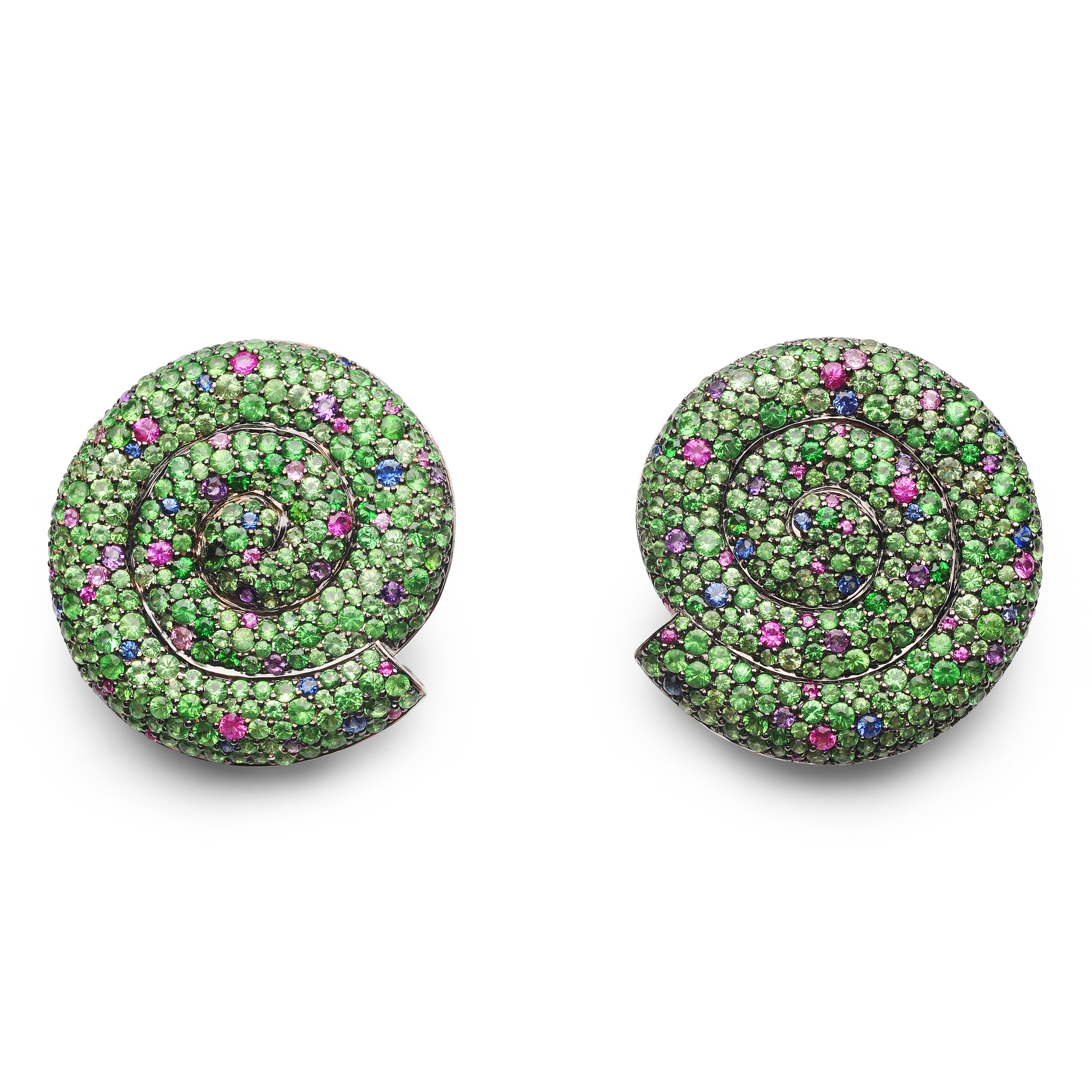 Earrings Green Swirl Shell