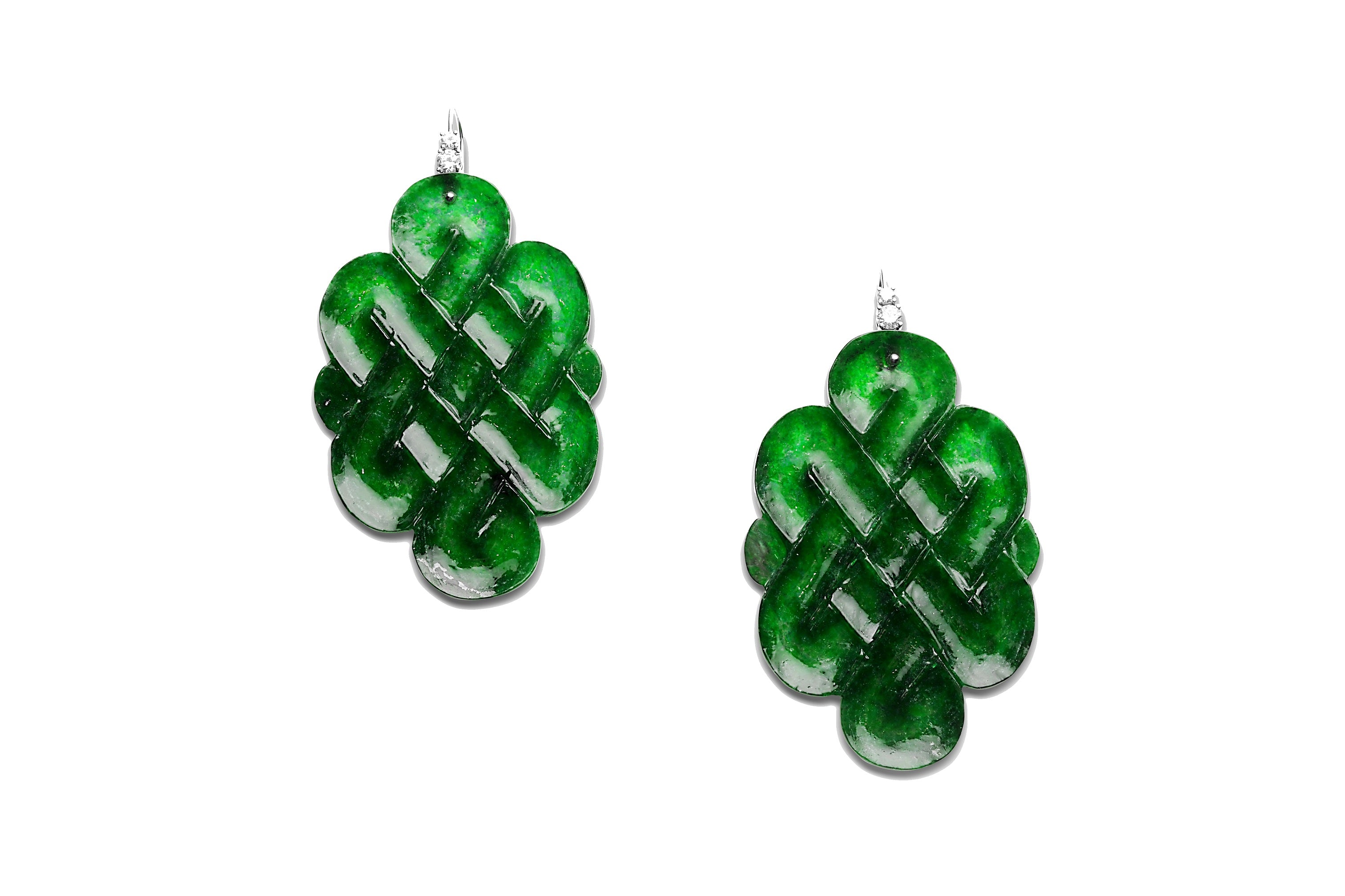 Earrings Bathilde Green Jade