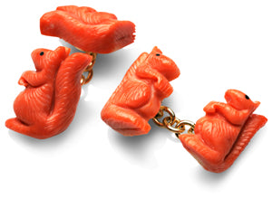 Cufflinks Squirrels Coral
