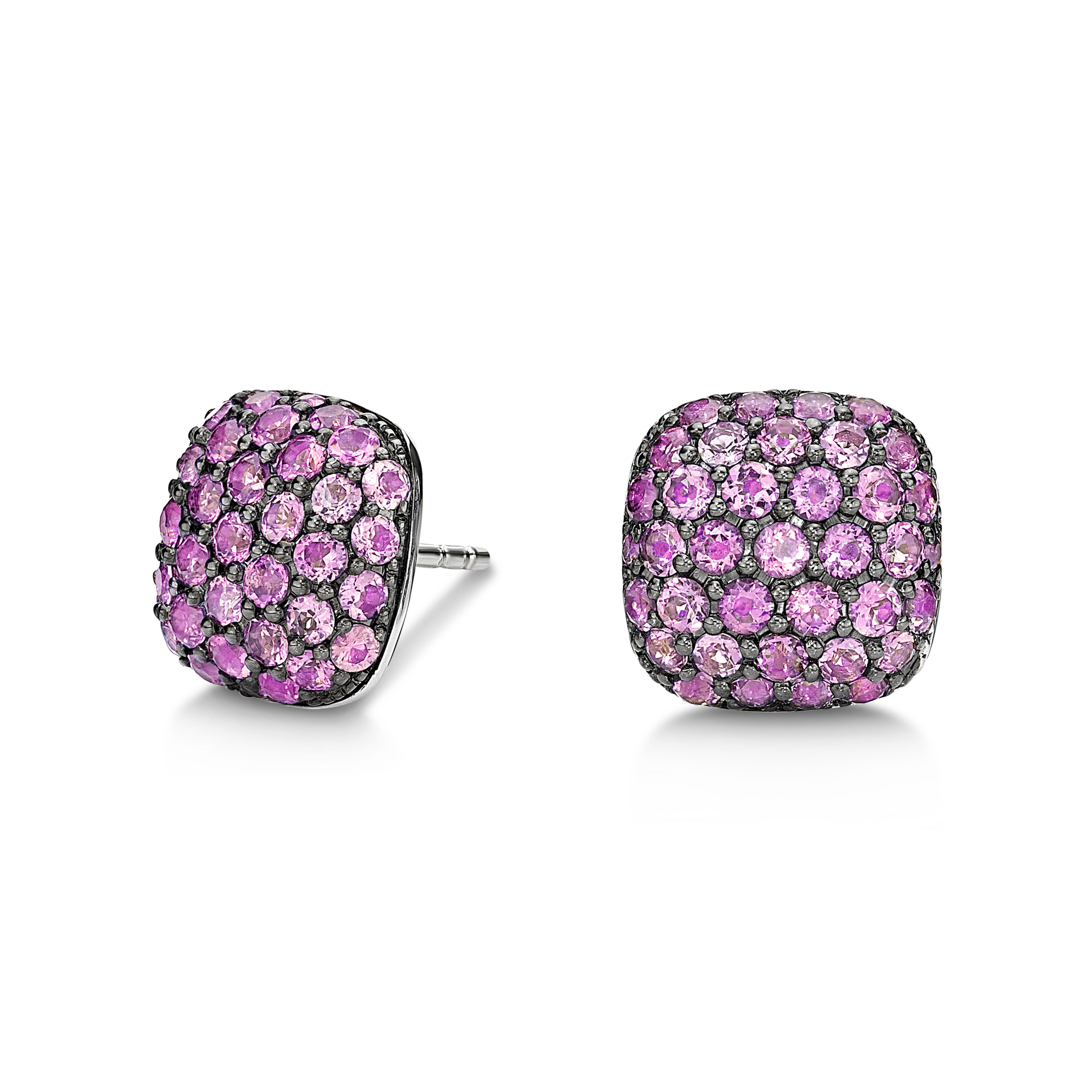 Earrings Cushion Wide Pink Sapphire