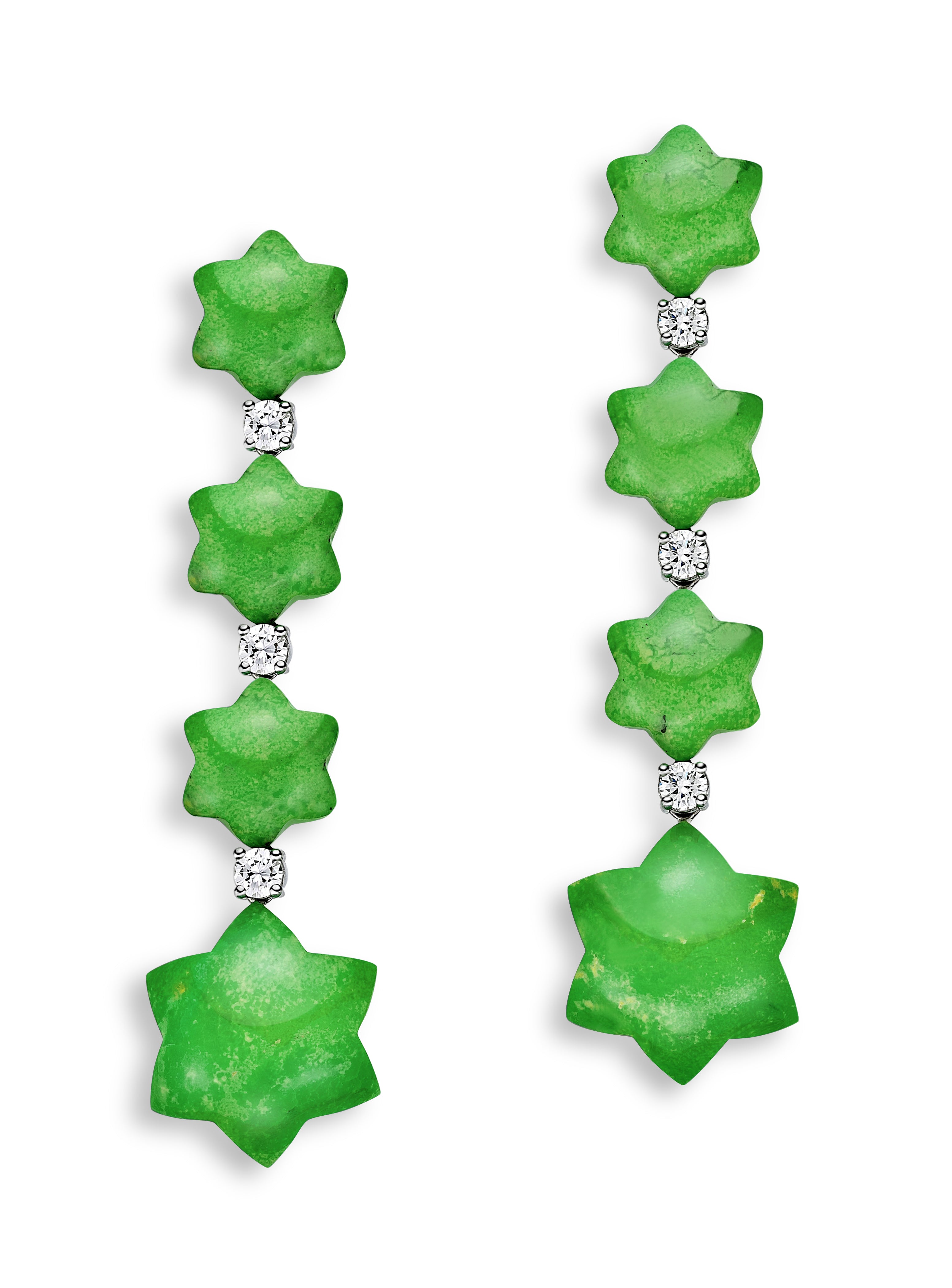 Earrings Falling Stars Green Turquoise