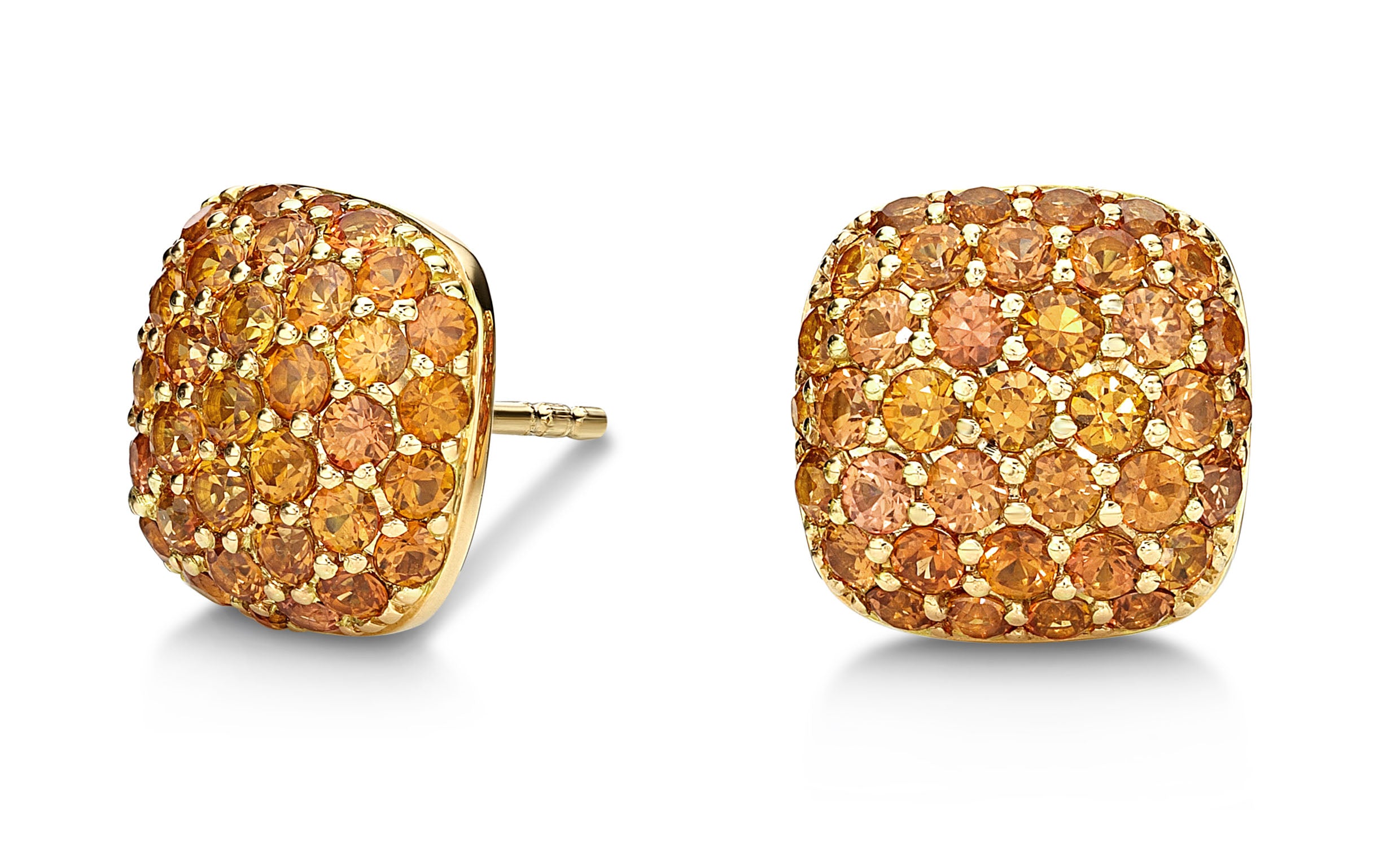 Earrings Cushion Wide Orange Sapphire